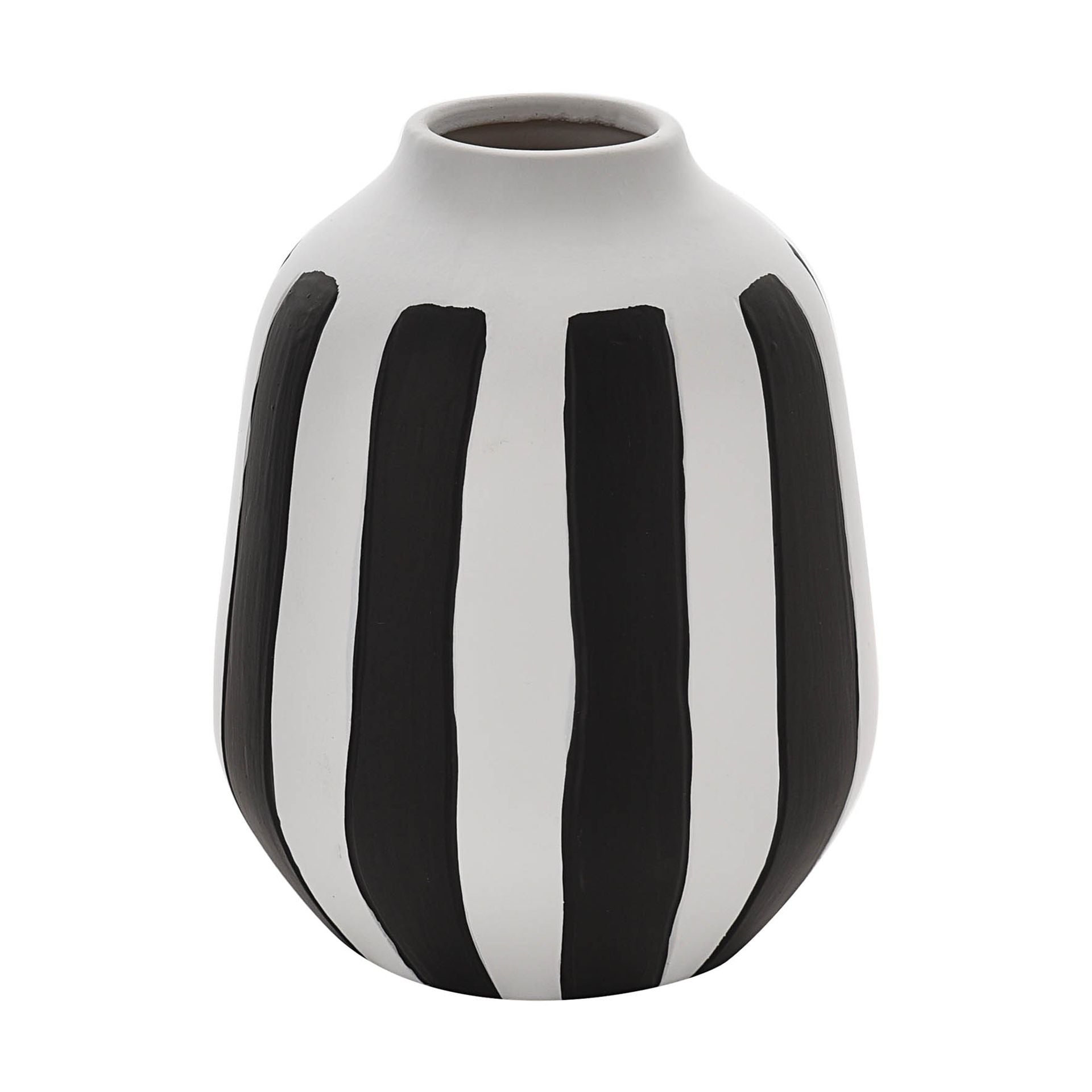 Hand painted Striped Black and White Vase
