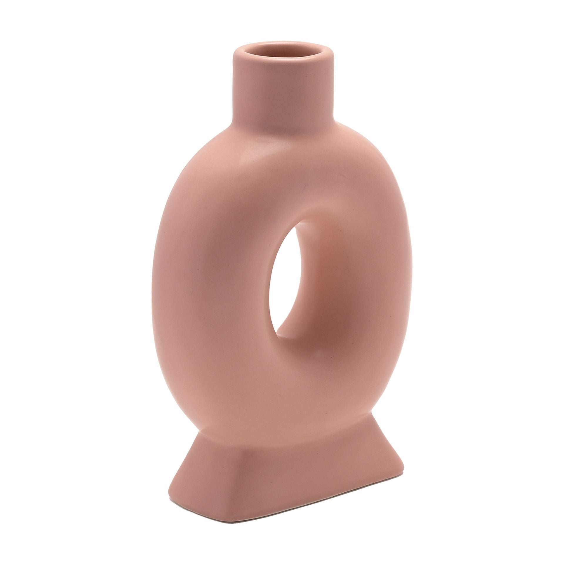 Scandi Matte Dusty Pink Oval Style Vase