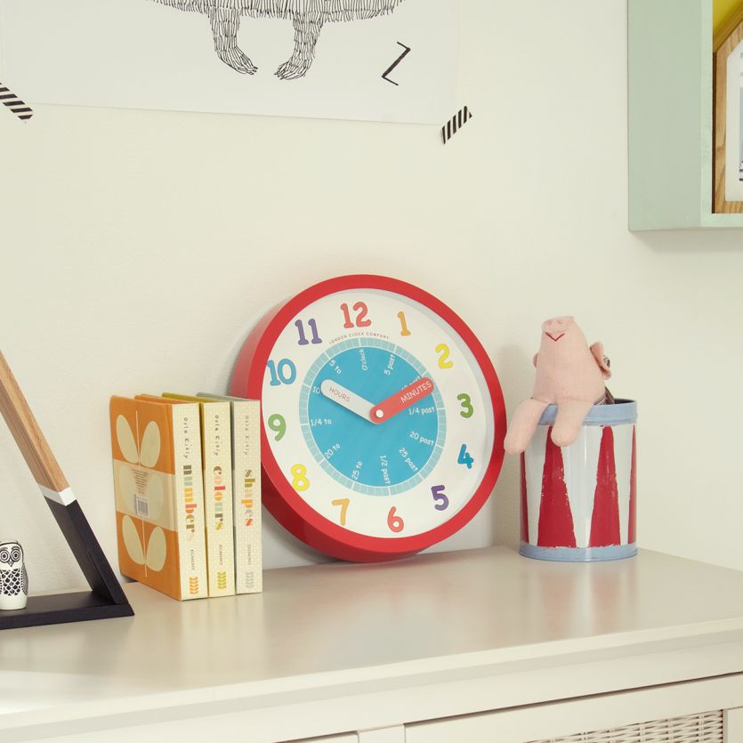 Children's Tell The Time Red Wall Clock