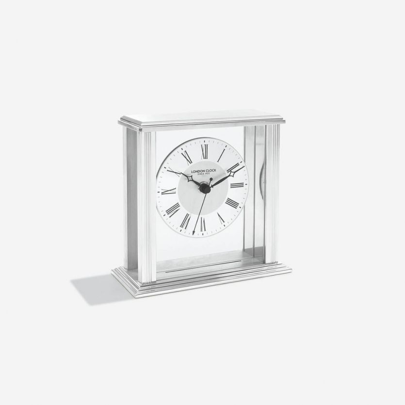 London Clocks Silver Flat Top Metal Mantel Clock