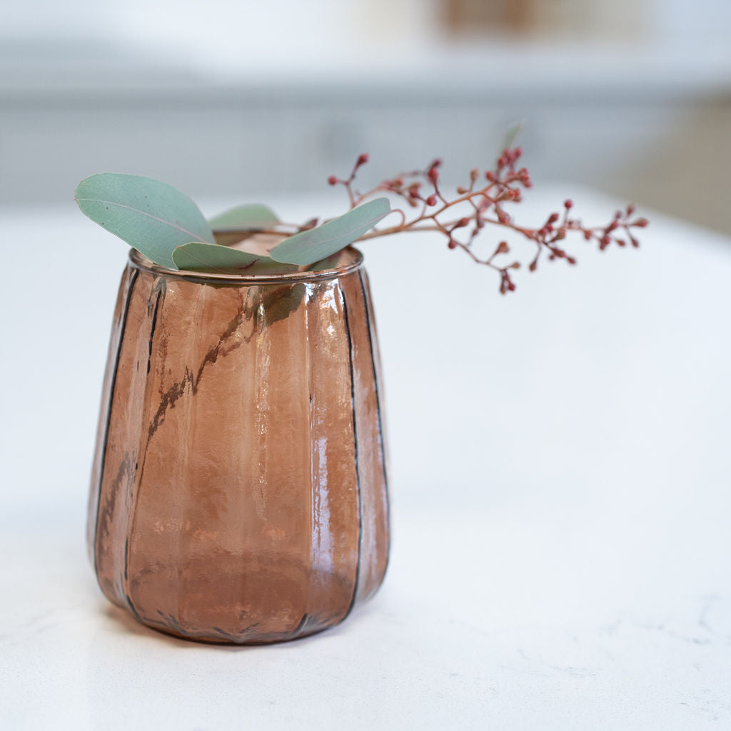 Tabby, Ribbed Short Glass Vase