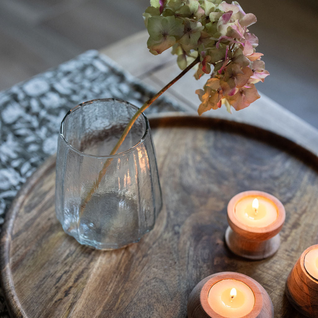 Tabby, Ribbed Short Glass Vase