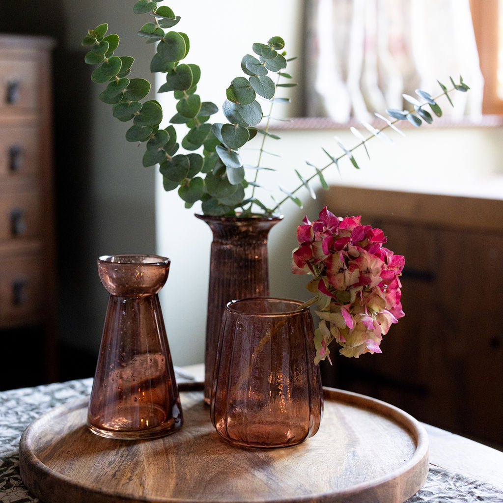 Tabby, Ribbed Short Glass Vase
