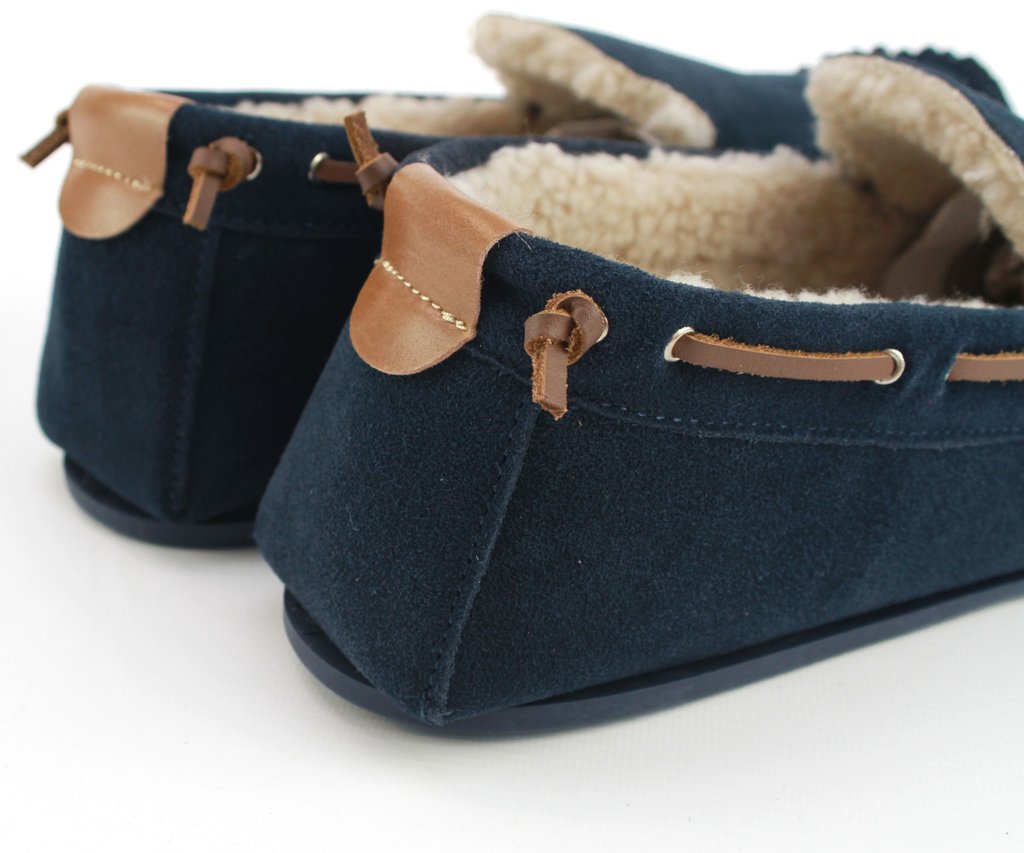 Men's Owen Fleece Lined Moccasin Hard Sole - Navy