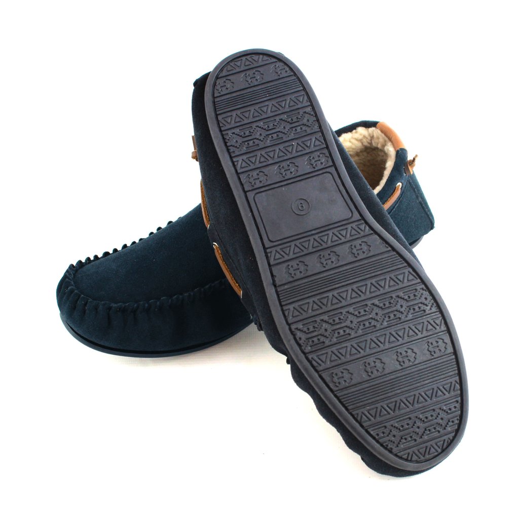 Men's Owen Fleece Lined Moccasin Hard Sole - Navy