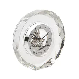 Wm.Widdop Crystal Round Mantel Clock Skeleton Dial Roman