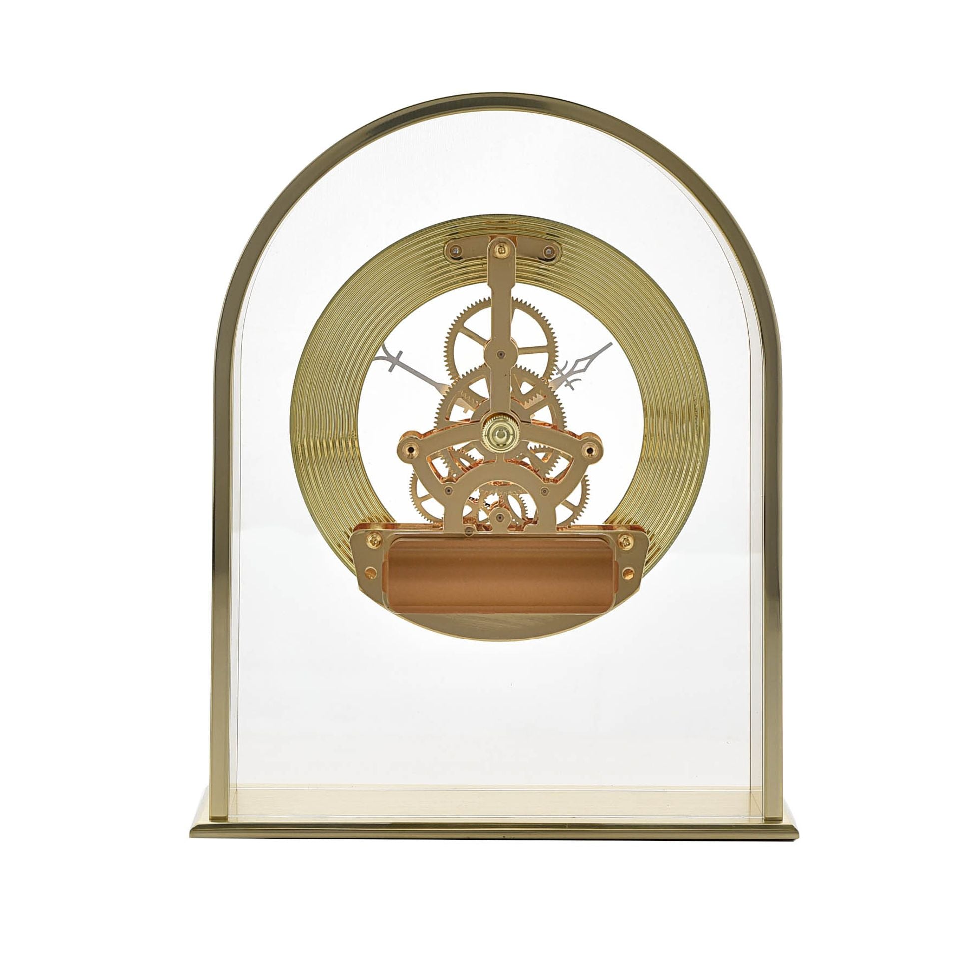 WM. Widdop Gold Arch Mantel Clock with Skeleton Movement