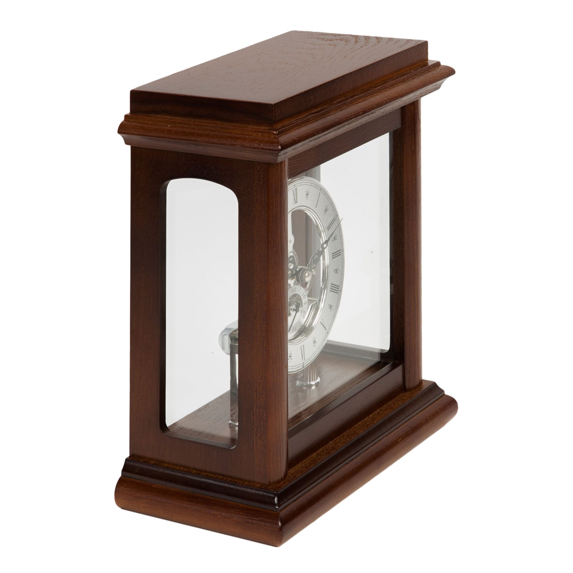 WM. Widdop Skeleton Movement Wooden Mantel Clock 26cm