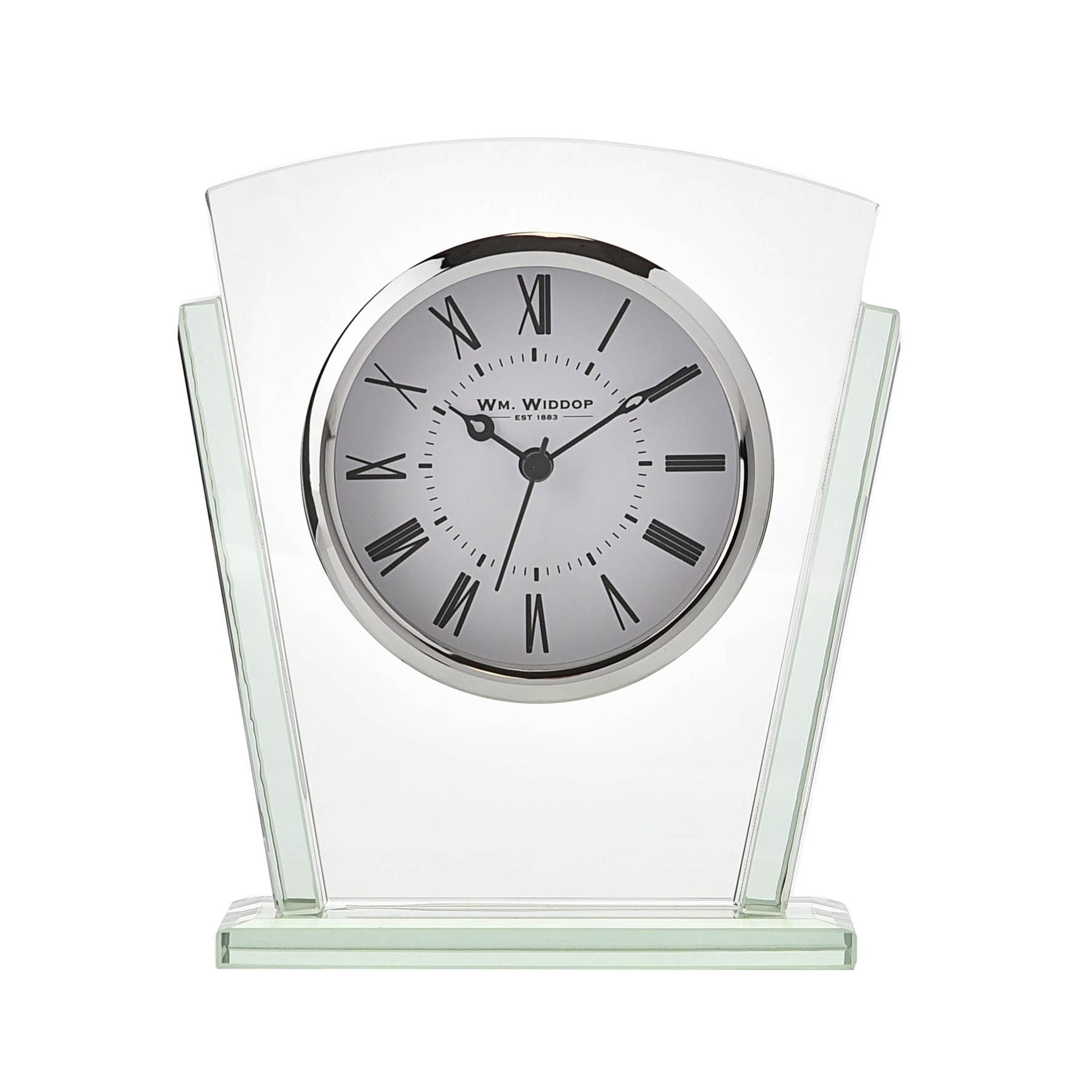 WM. Widdop Two Layered Glass Mantel Clock
