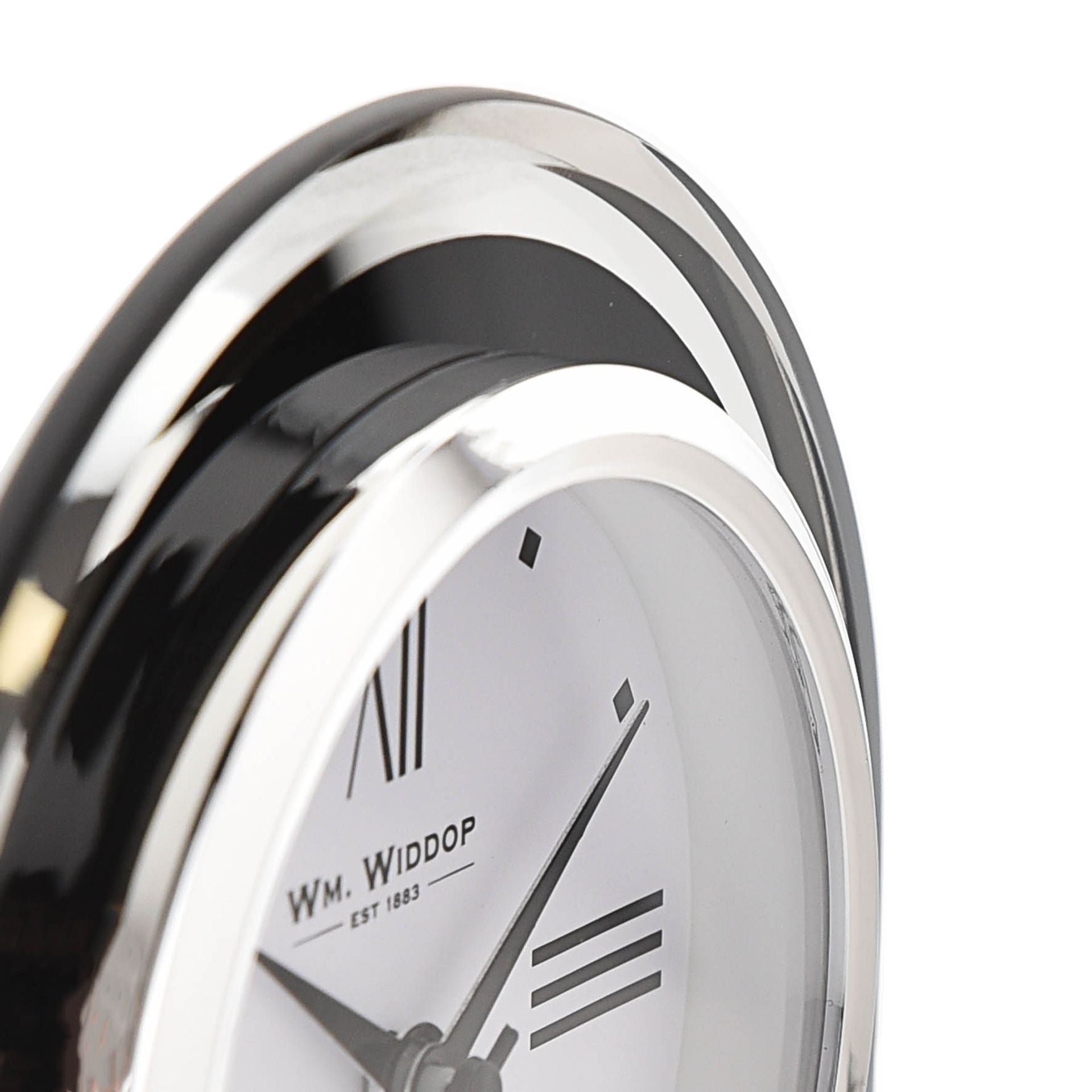 WM. Widdop Black & Clear Arched Mantel Clock