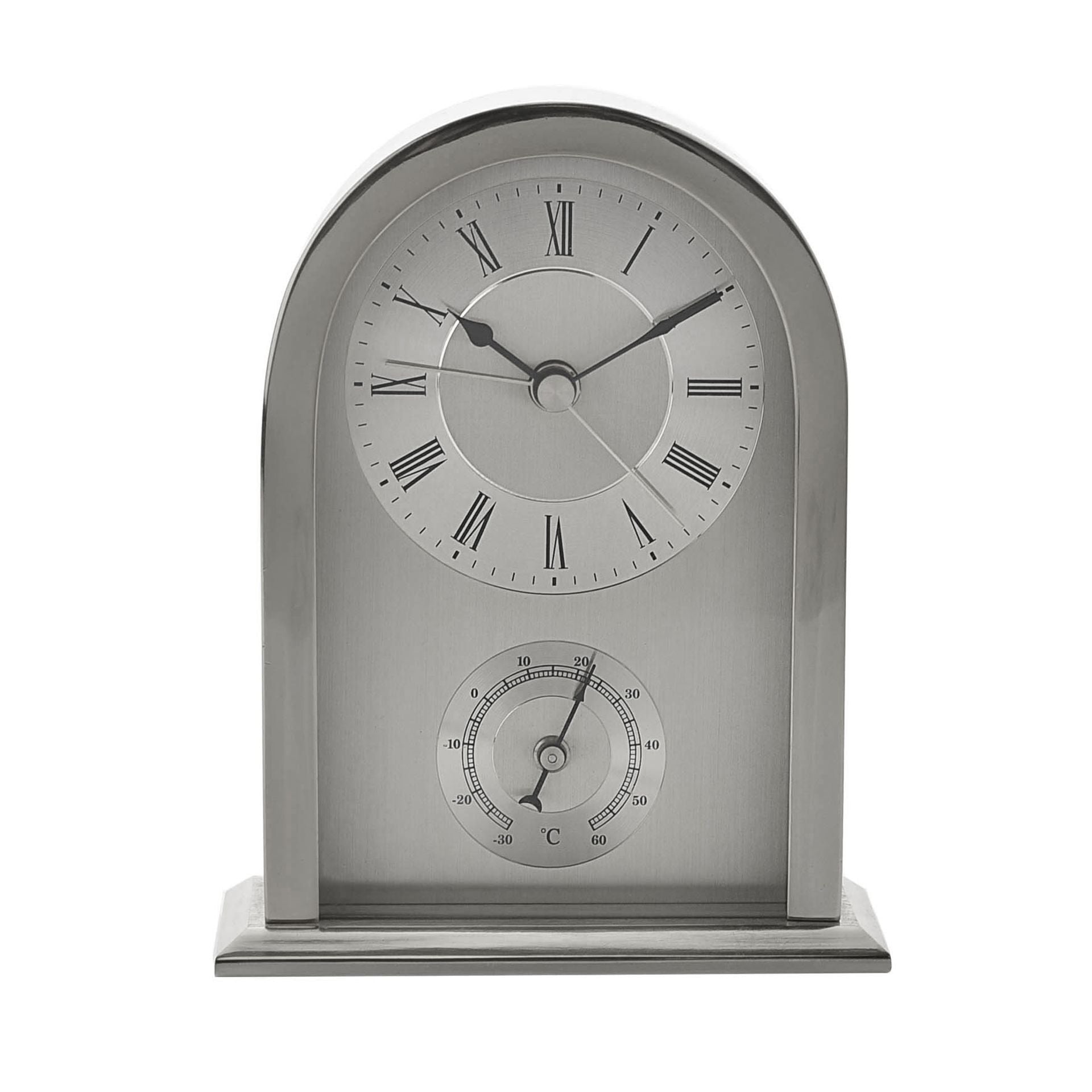 Wm. Widdop Arched Silver Aluminium Mantel Clock