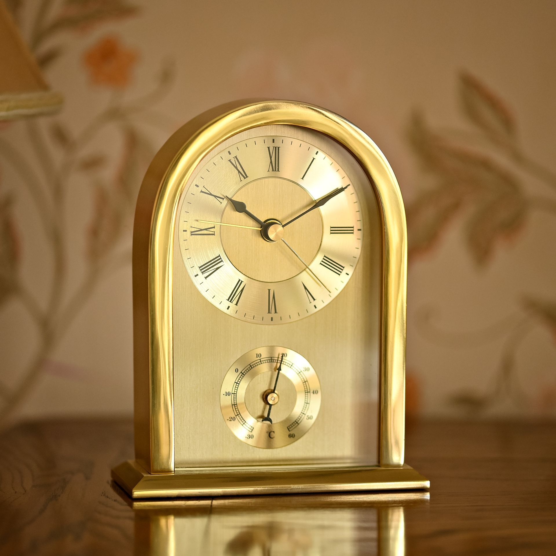 Wm. Widdop Arched Gold Aluminium Mantel Clock