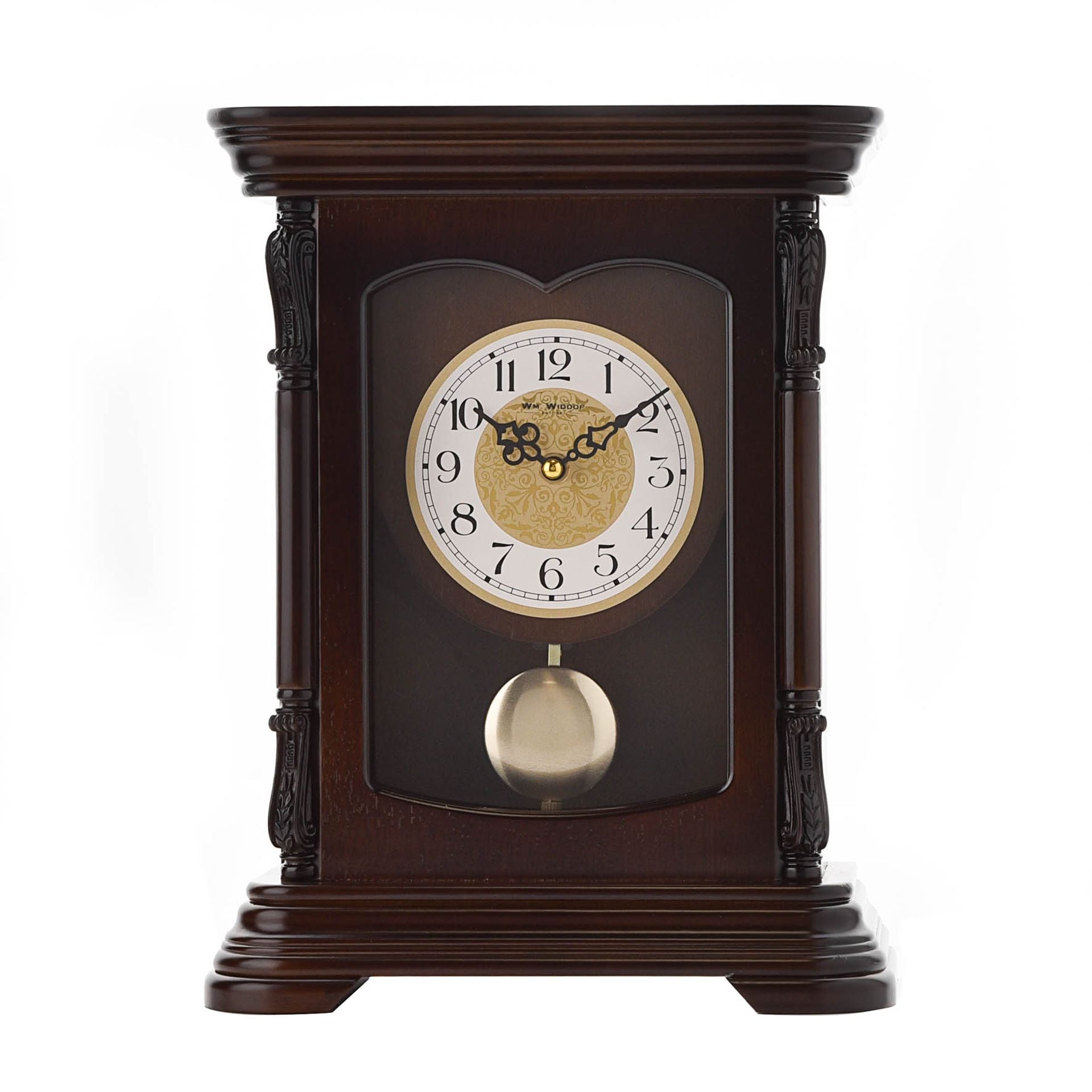 WM. Widdop Wooden Mantel Clock With Pendulum
