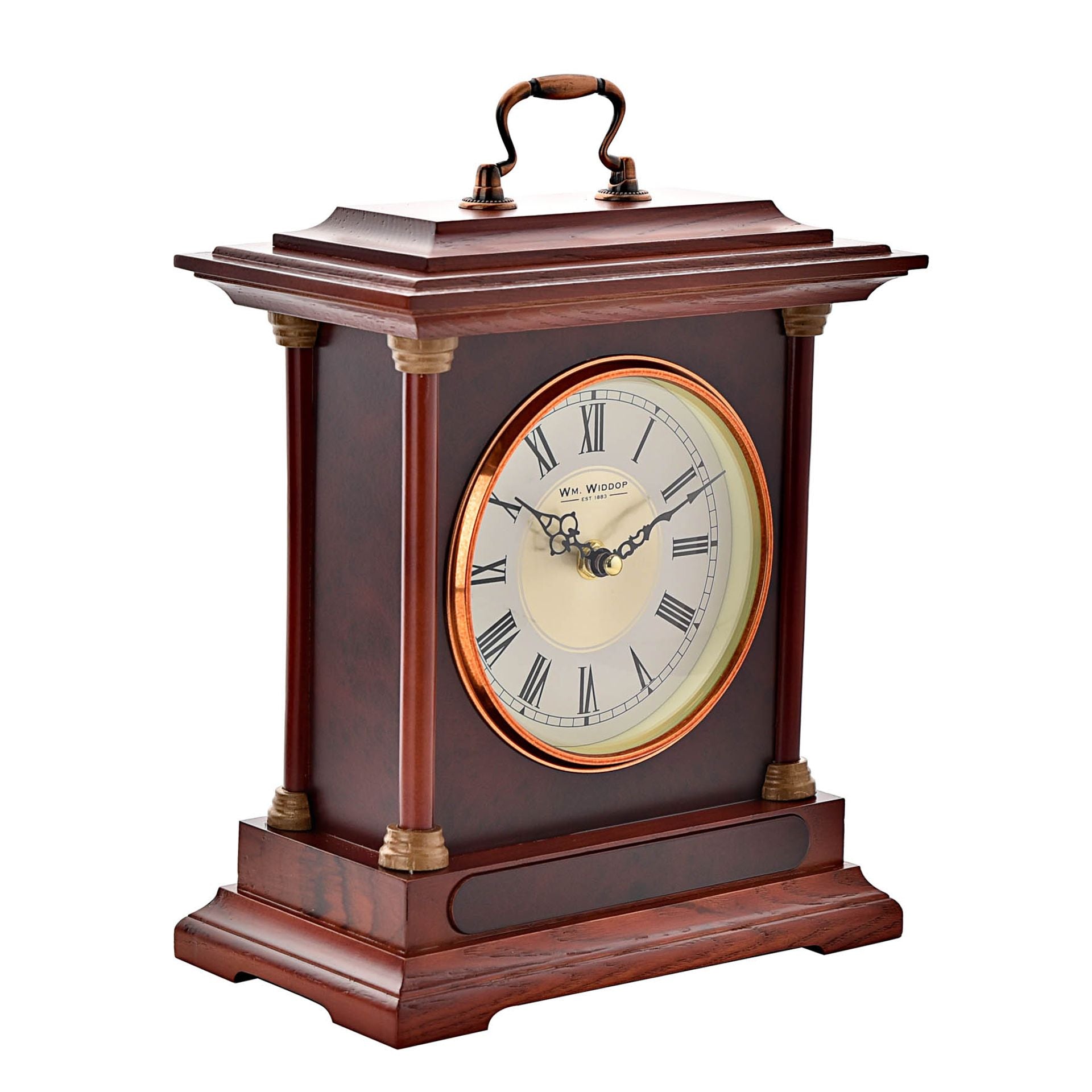 WM. Widdop Wooden Carriage Mantel Clock