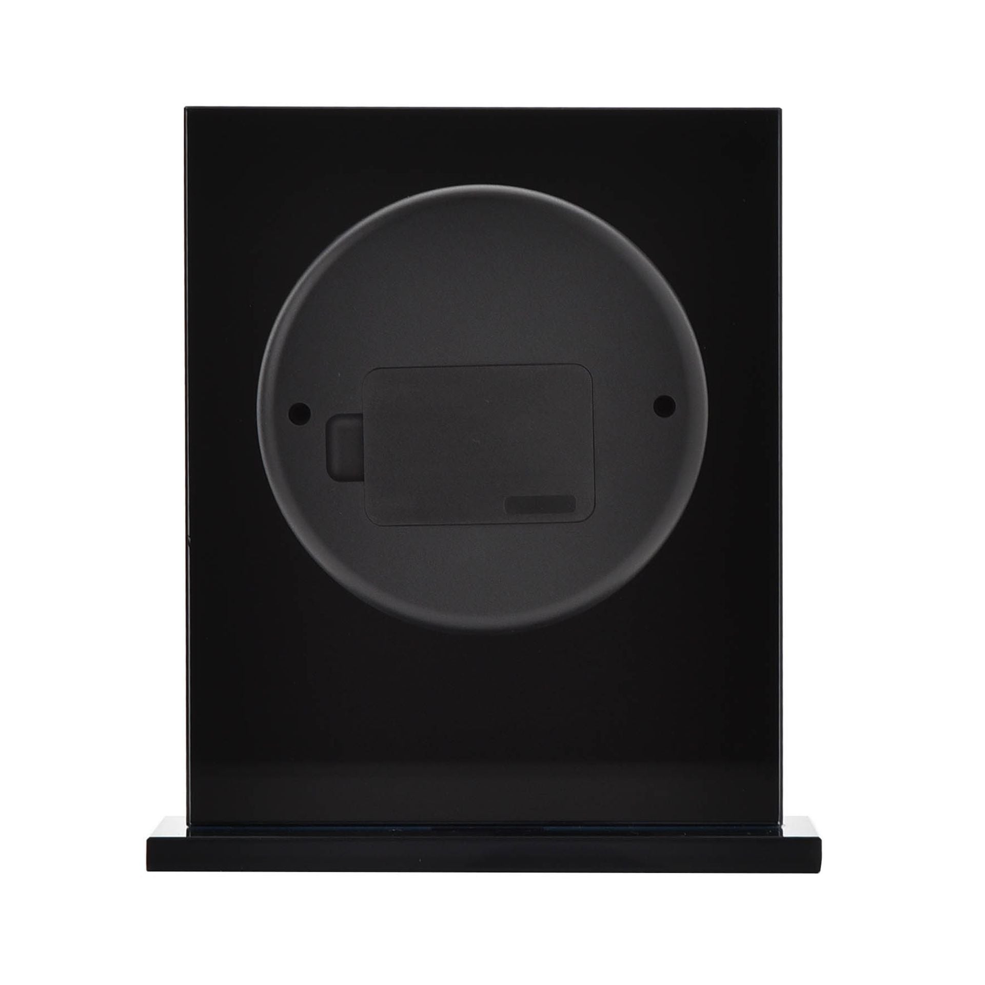 WM. Widdop Black Glass and Brushed Aluminium Mantel Clock