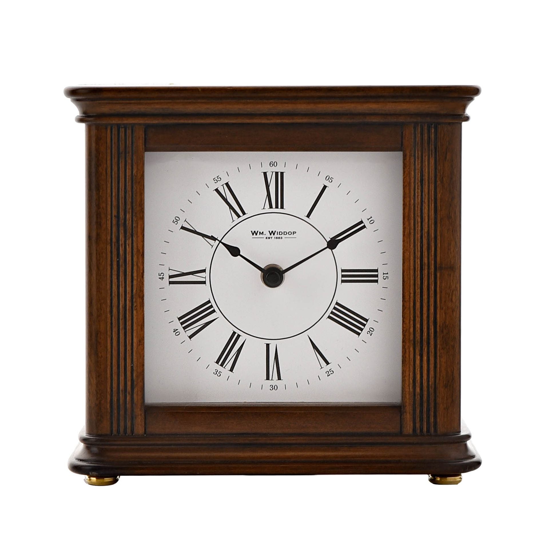 WM. Widdop Walnut Finish Mantel Clock - Westminster Chime