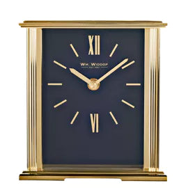 WM Widdop Gold Mantle Clock with Navy Blue Dial