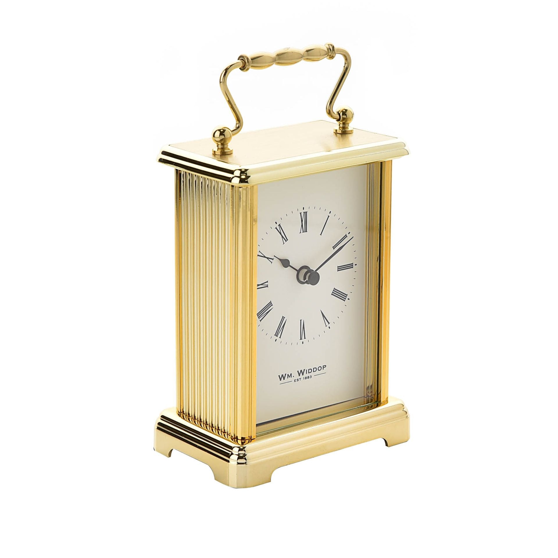 WM. Widdop Rectangular 2 Tone Gold Carriage Clock