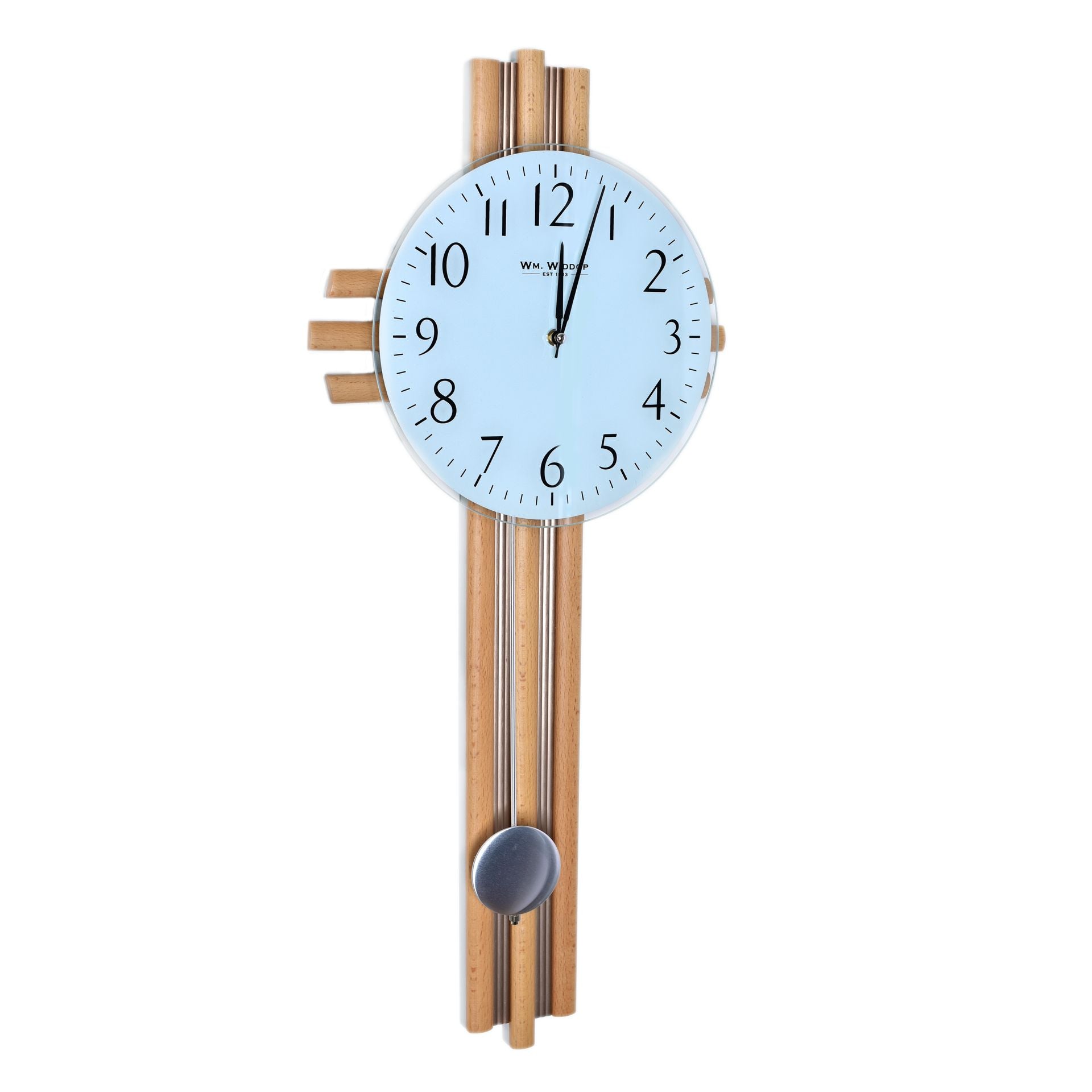 WM. Widdop Wooden Cross Pendulum Wall Clock