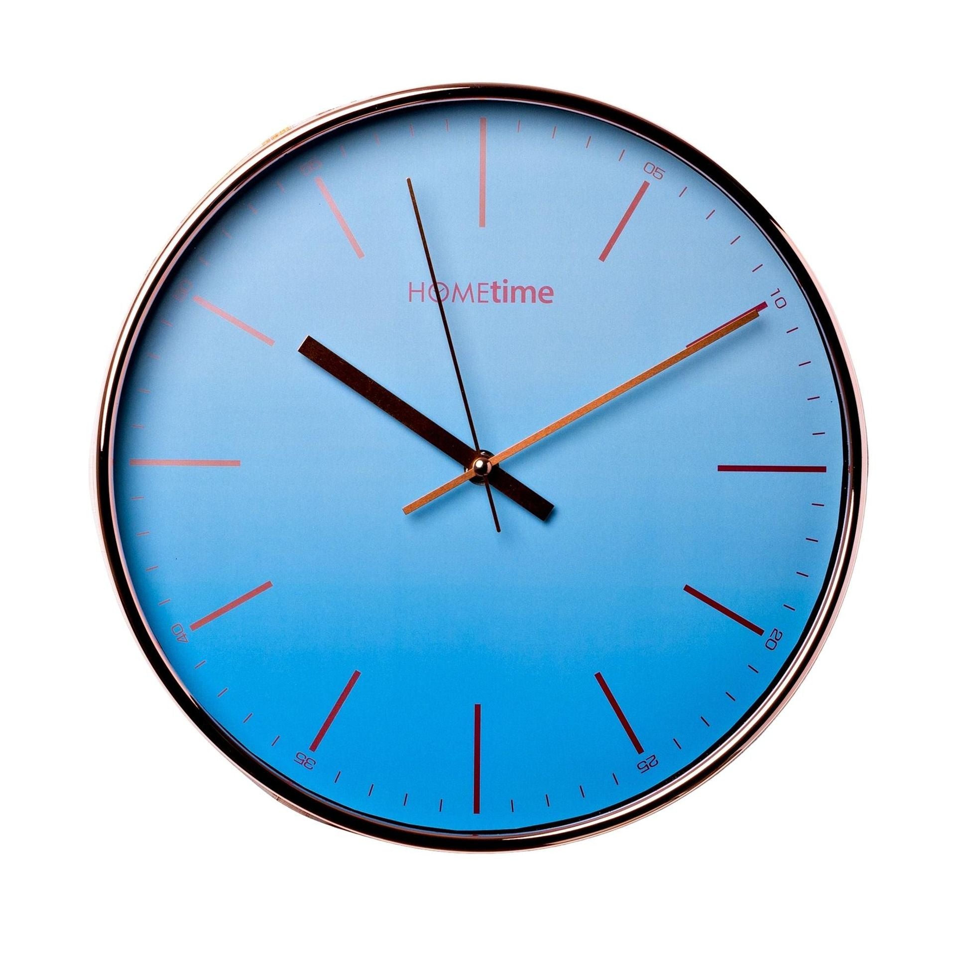 Hometime Round Wall Clock Ombre Blue Foil Numbers