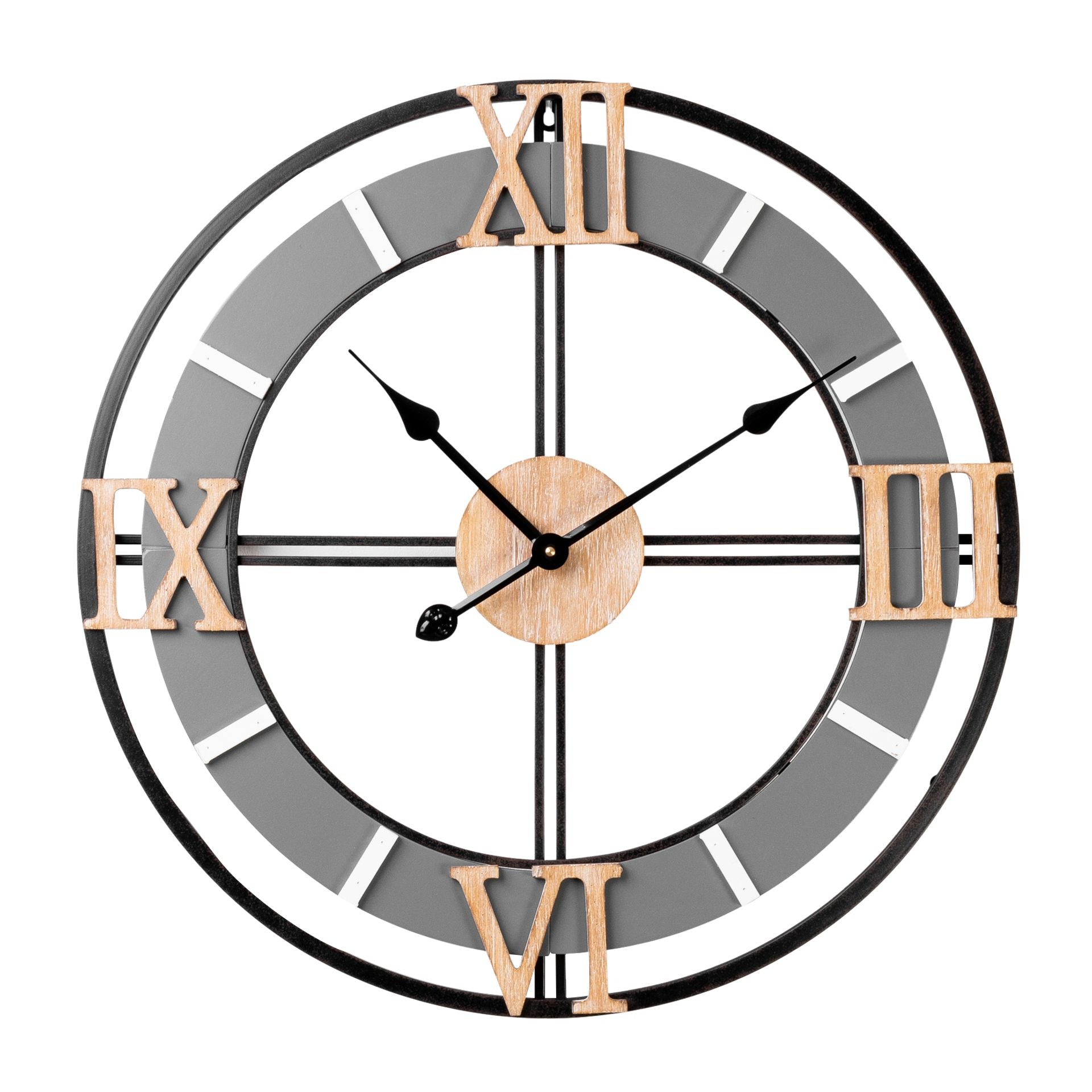 Hometime Metal & MDF Cut-Out Dial Wall Clock - Large 60cm