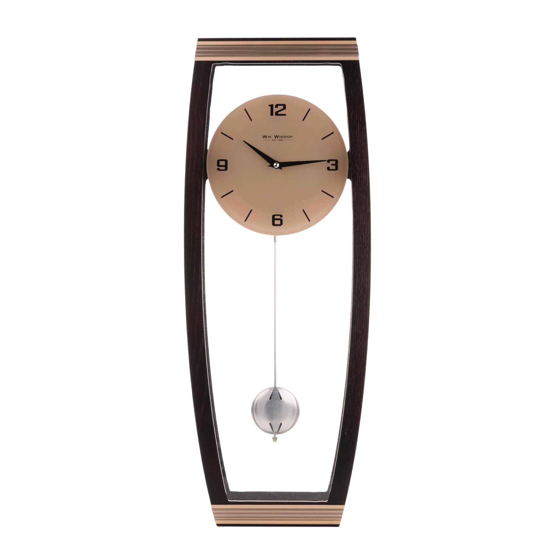 WM. Widdop Contemporary Walnut Pendulum Wall Clock