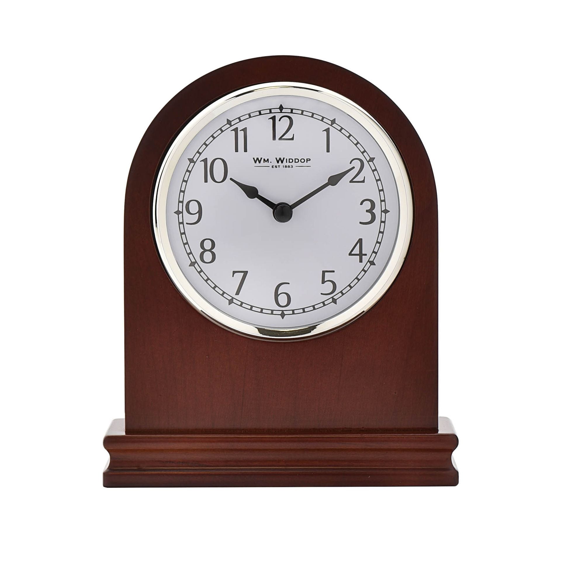 WM. Widdop Arched Birch Wood Mantel Clock