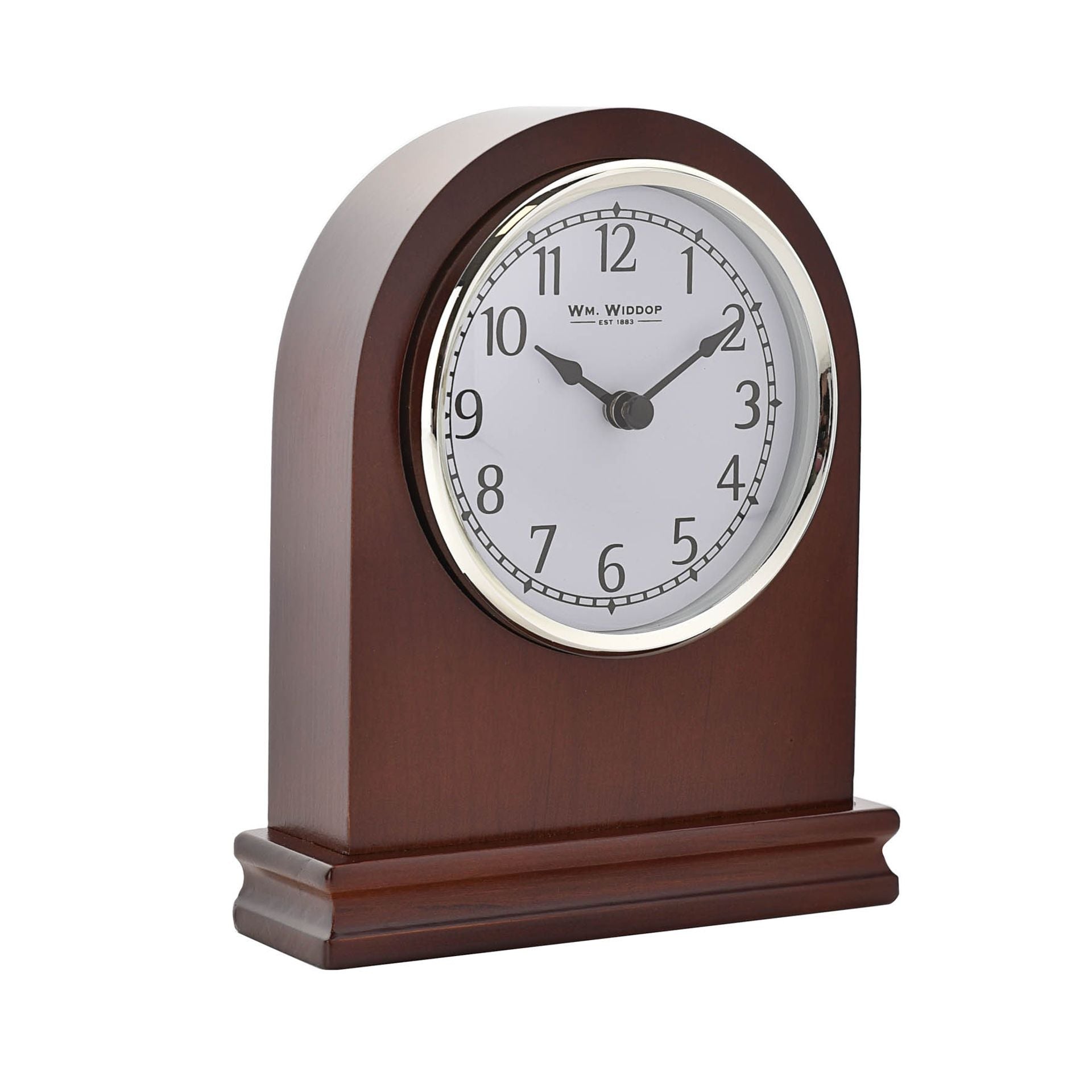 WM. Widdop Arched Birch Wood Mantel Clock