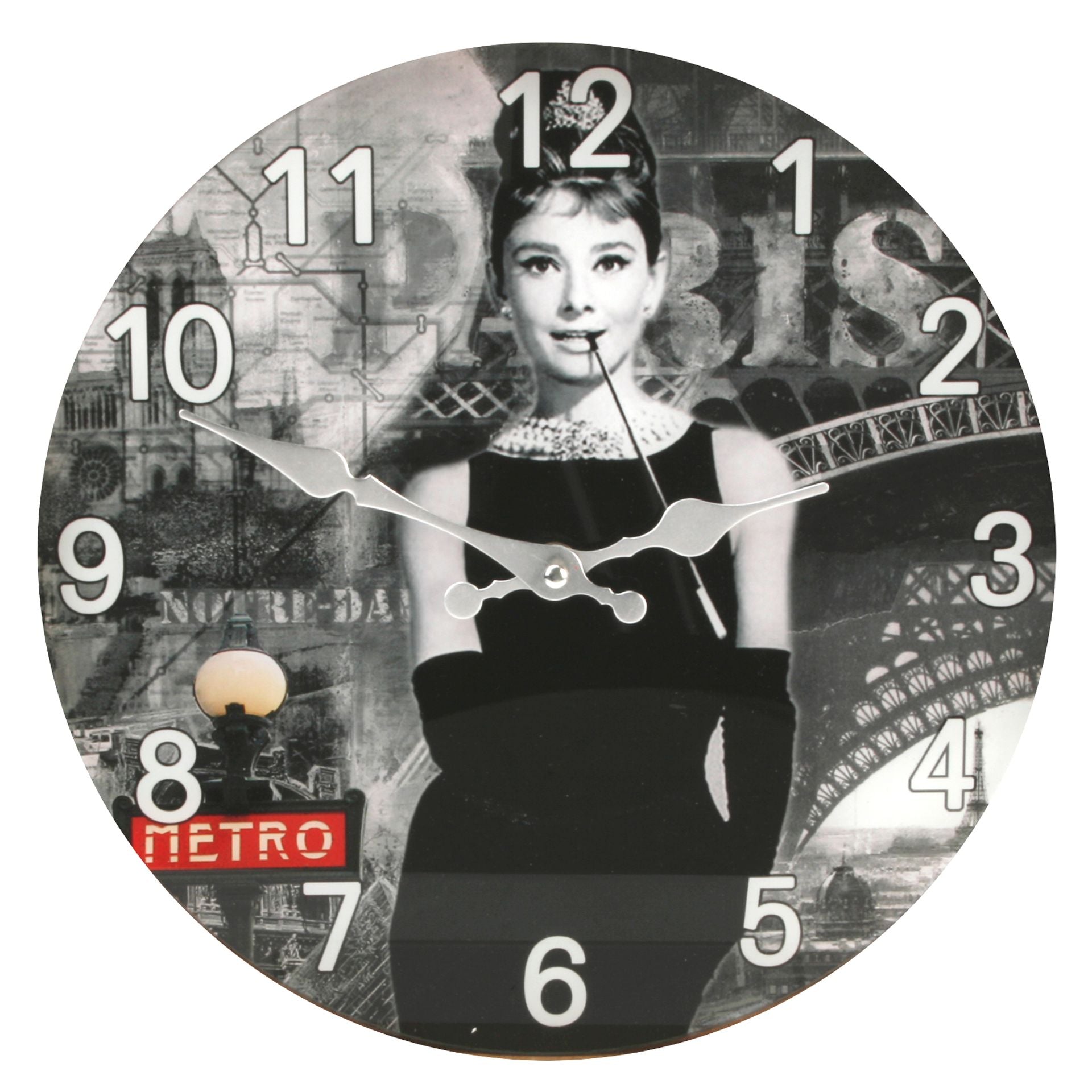 Hometime Audrey Hepburn Picture Glass Wall Clock