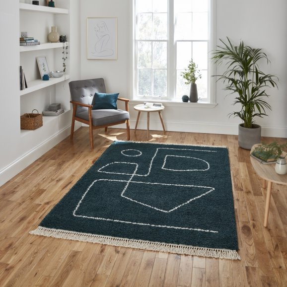 Boho Rug Abstract Boho Abstract Tassel Hem Geometric Rug – Arthur Cameron
