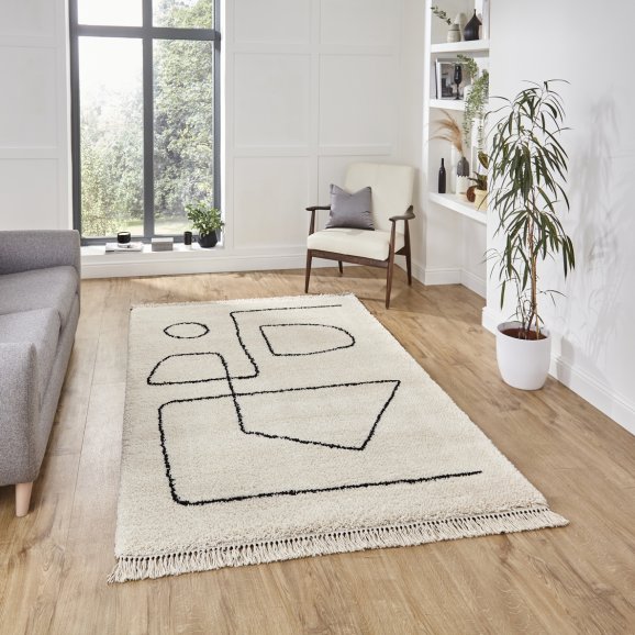Boho Abstract Tassel Hem Geometric Rug – Arthur Cameron