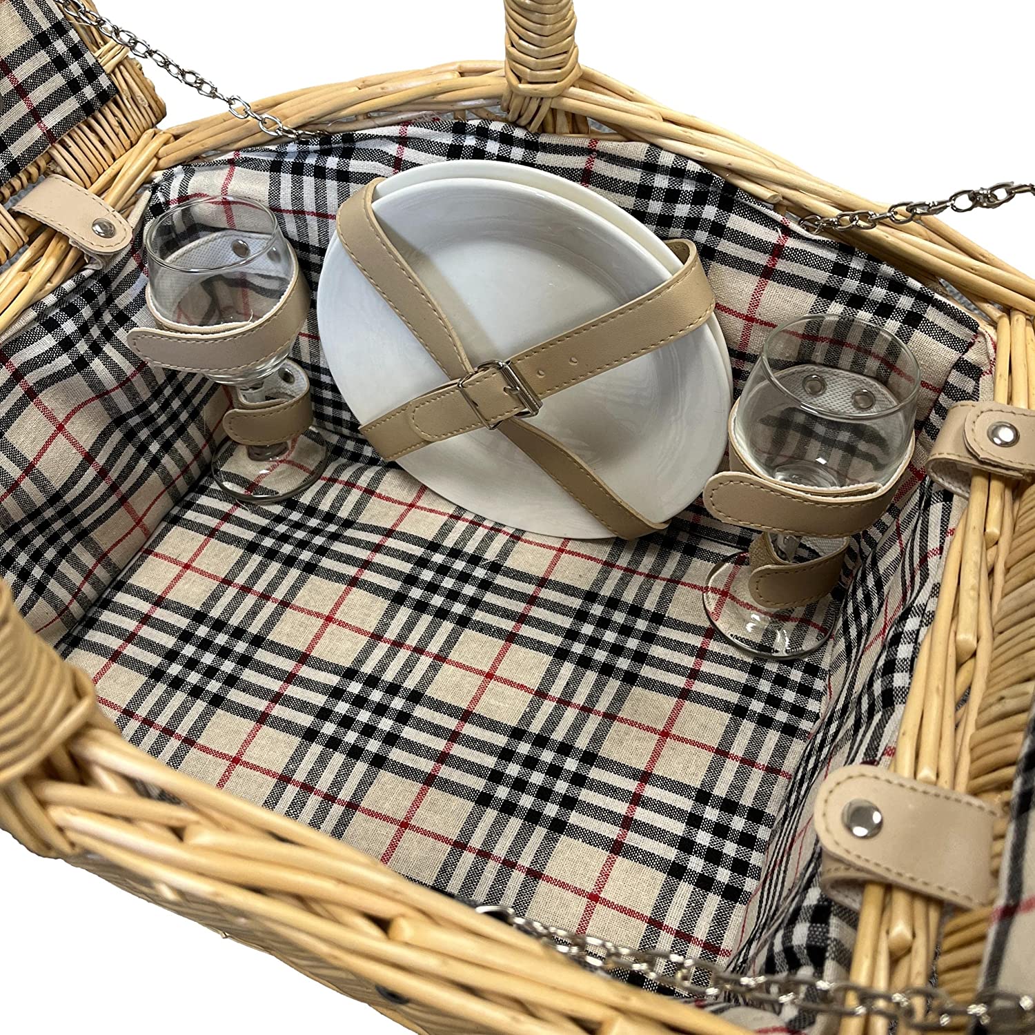 2 Pack Medium Size Oval Willow Basket With Handle, 12.6x9x4.7 Inch Wicker Picnic Basket With Liner, Empty Gift Basket, Wicker Basket For Fruit, Candy, Wine, Gathering, Wedding, Picnic, By GNIEMCKIN
