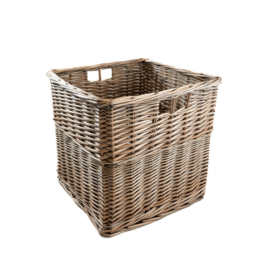 Light Grey Wicker Square Storage Basket