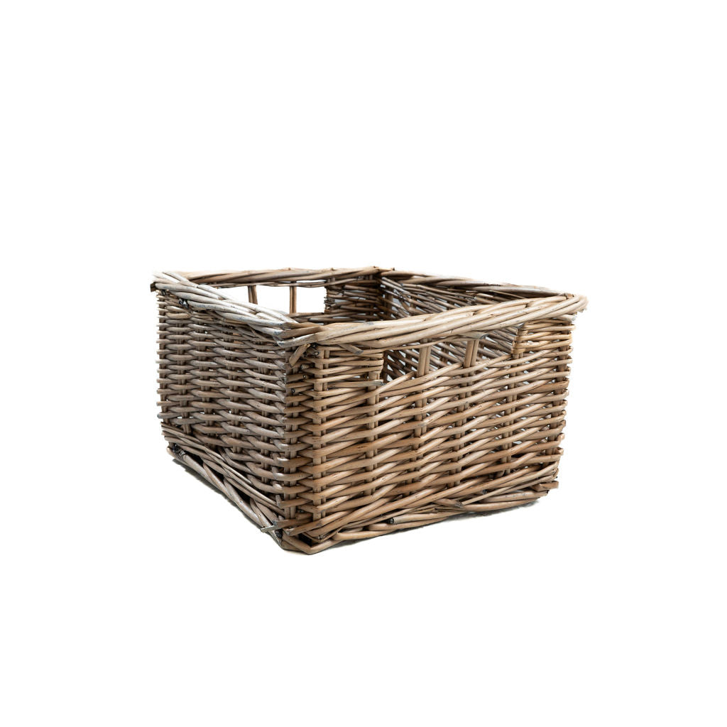 Light Grey Rectangular Wicker Storage Basket Tray