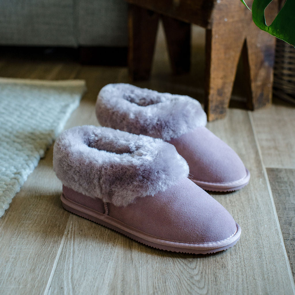 Deluxe Ladies 'Elena' Sheepskin Slippers - Mushroom