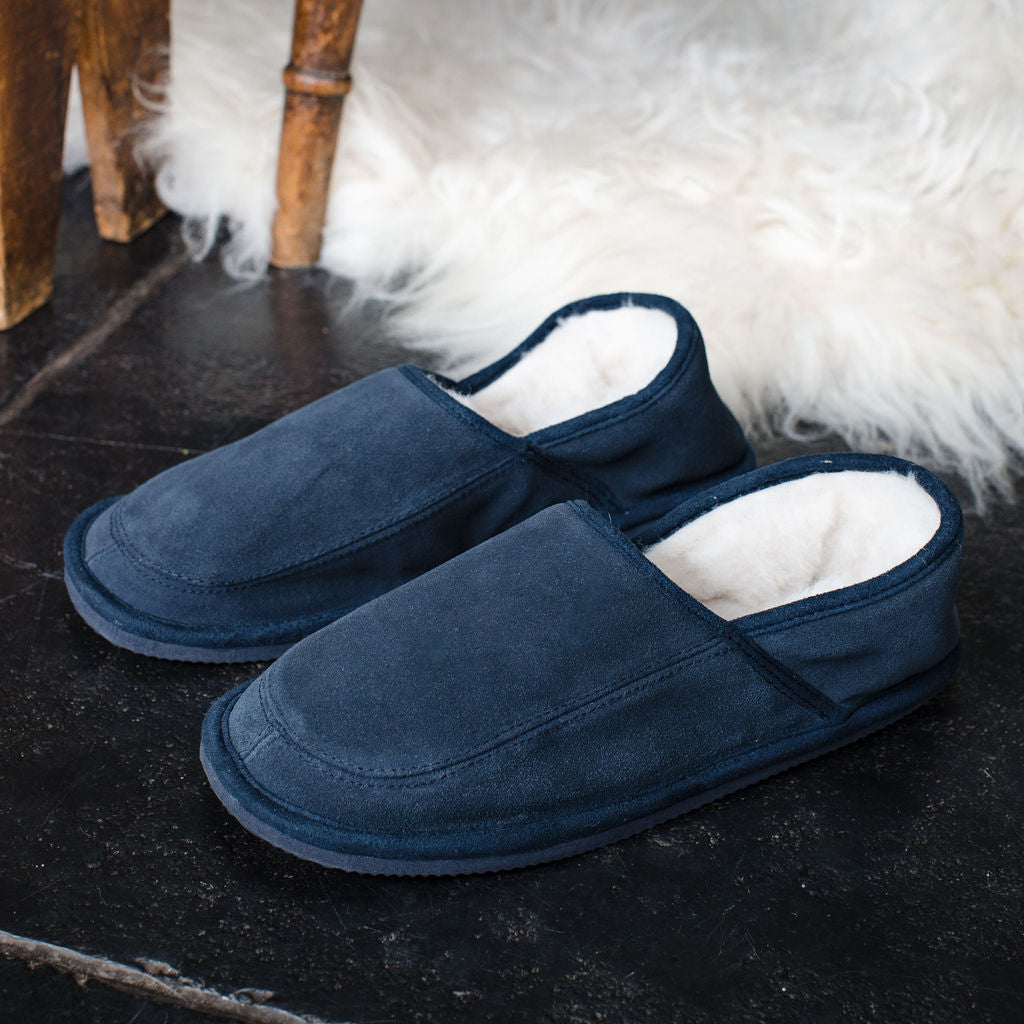 Men's 'Dominic' Lambswool Slippers - Navy