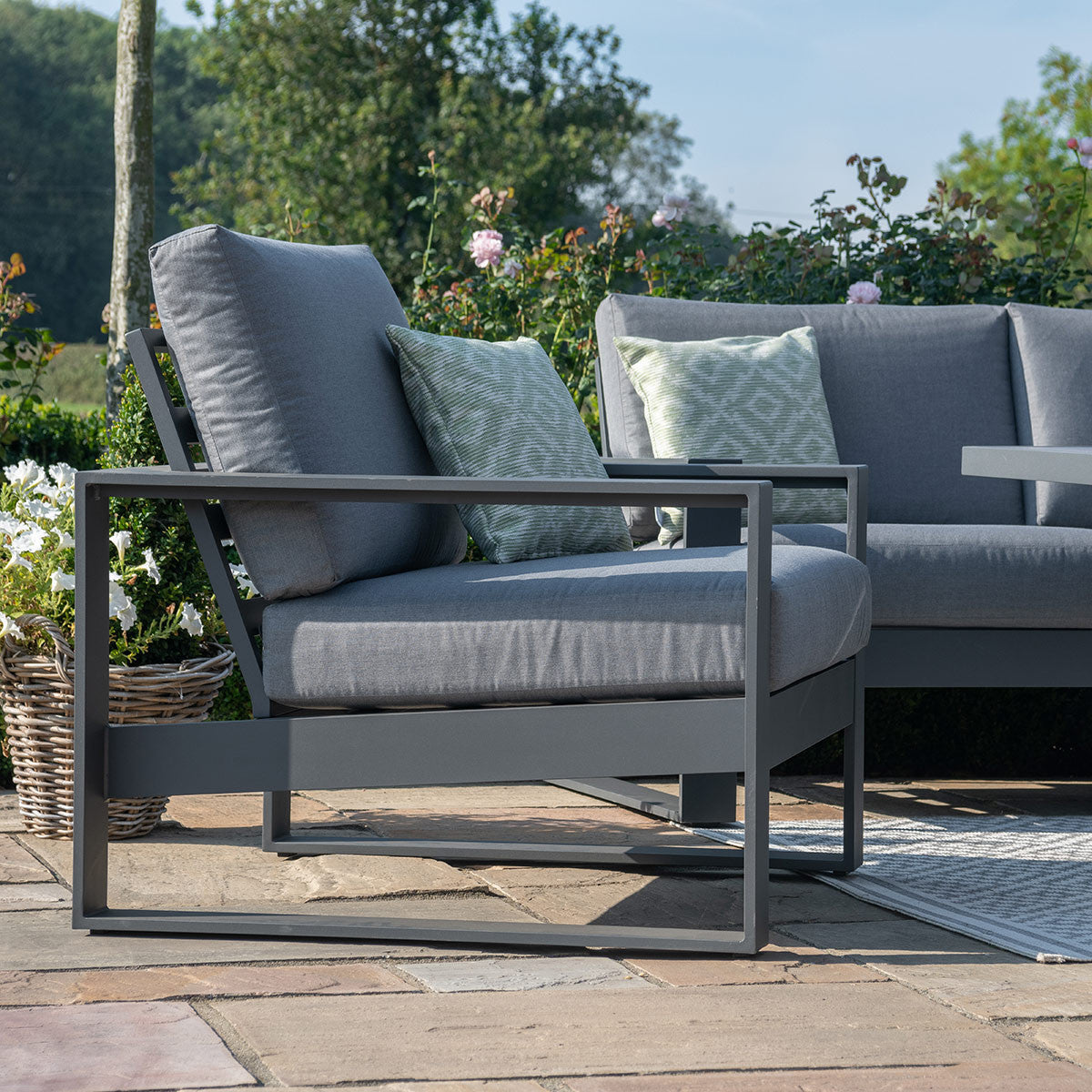 Amalfi Fabric 2 Seat Sofa Set With Square Fire Pit Table