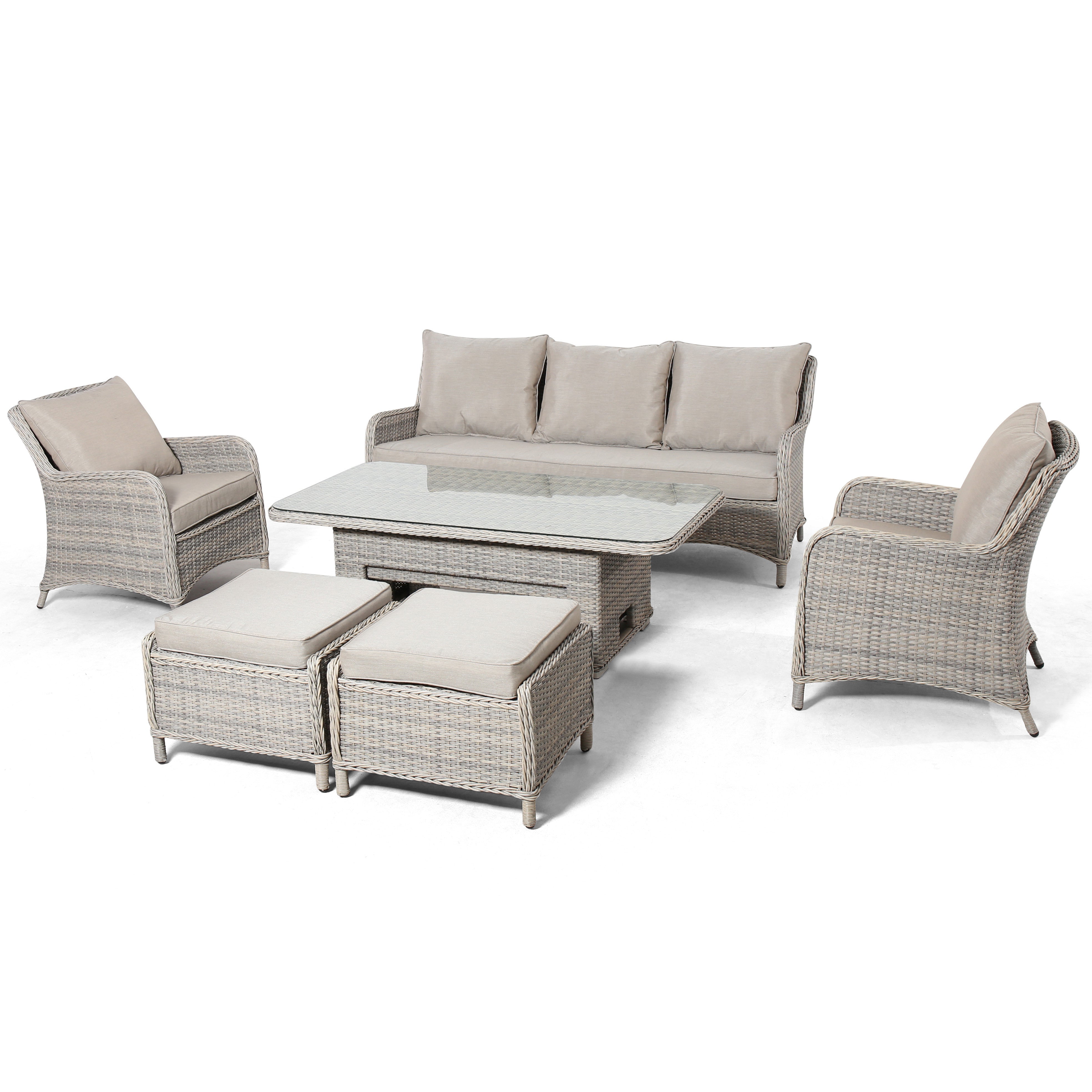 Cotswold Rattan 3 Seat Sofa Dining with Rising Table