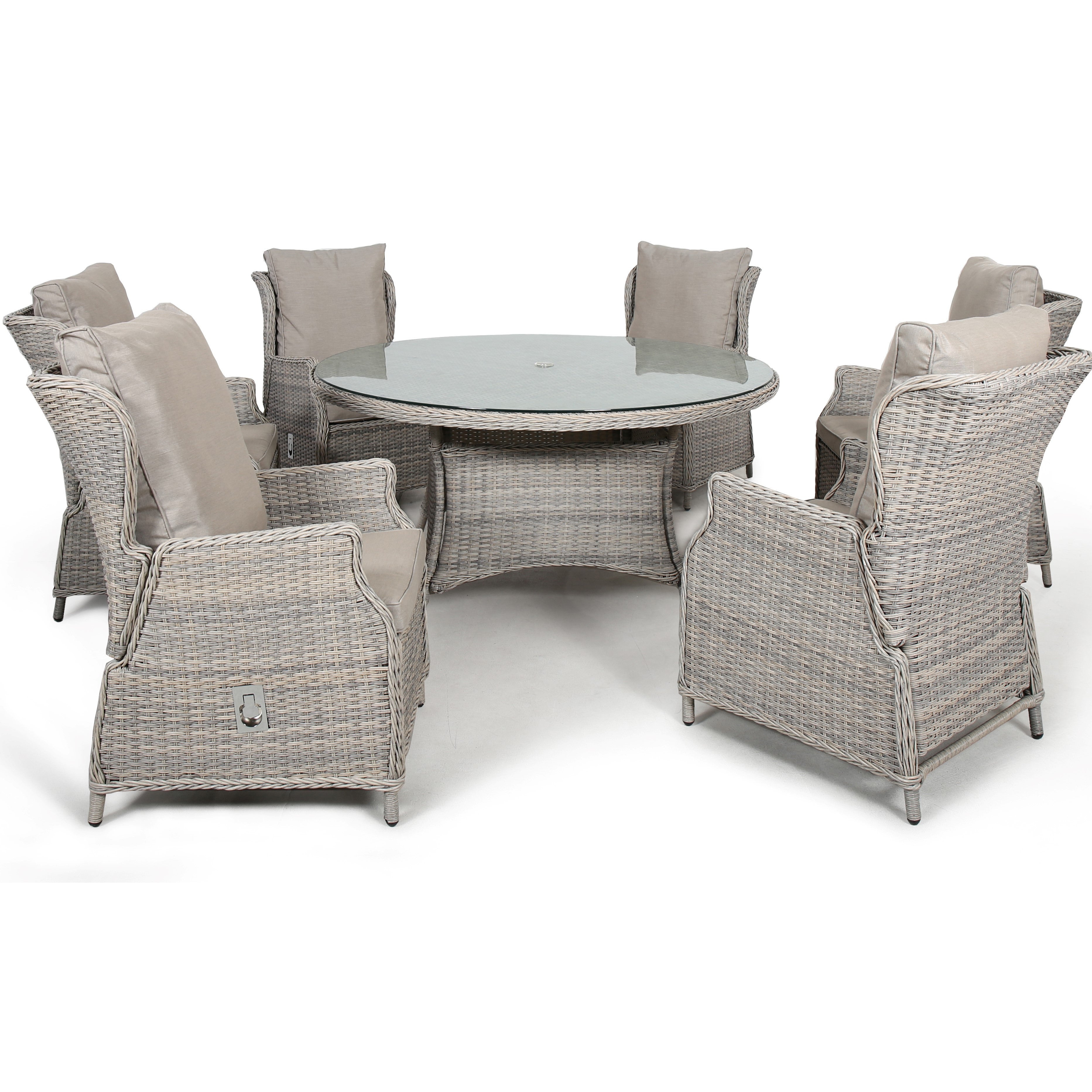 Cotswold Rattan Reclining 6 Seat Round Dining Set