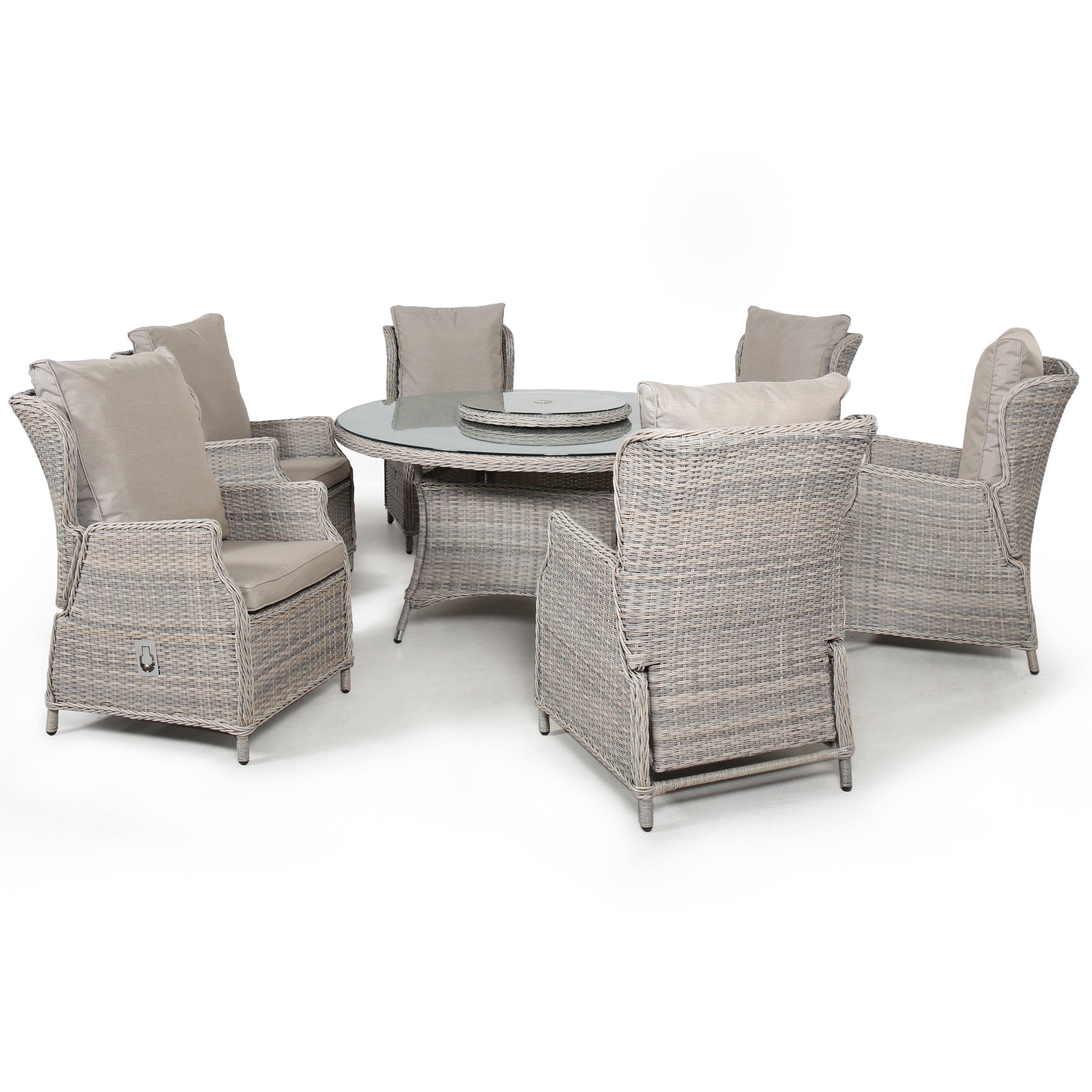 Cotswold Rattan Reclining 6 Seat Round Dining Set