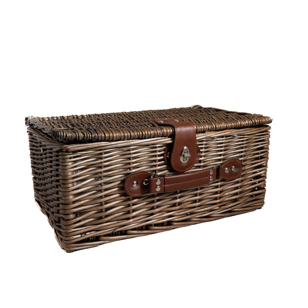 Deluxe Wicker Blue Gingham 4 Person Picnic Basket