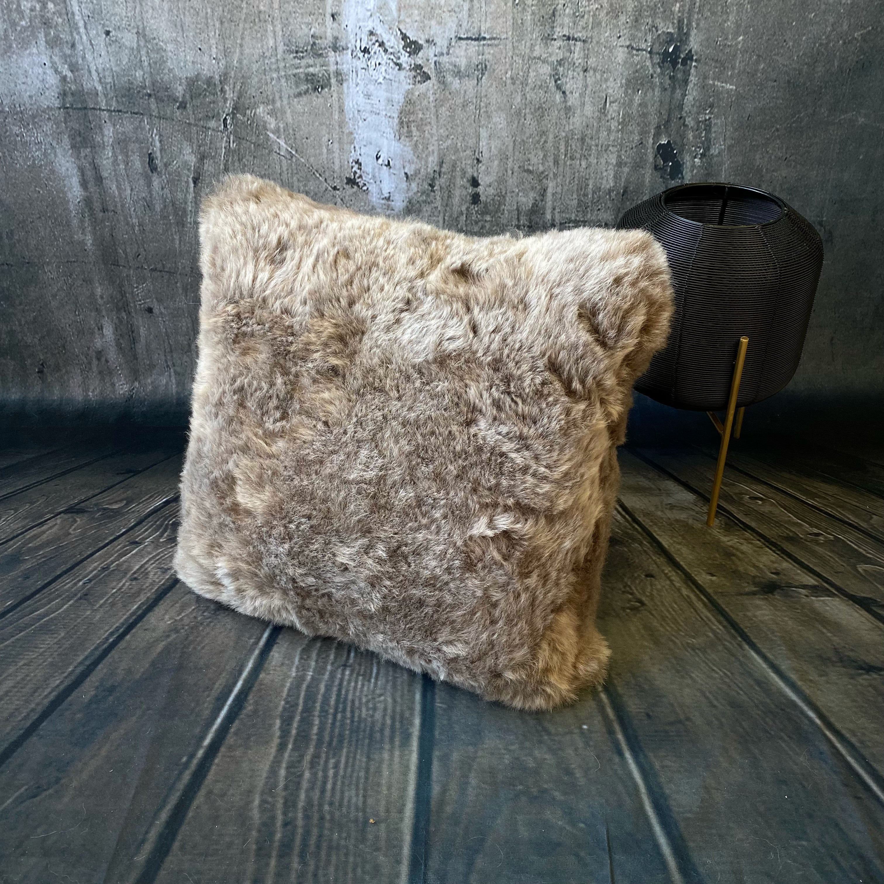 Luxury Icelandic Double Sided Shorn Sheepskin Cushion in Taupe