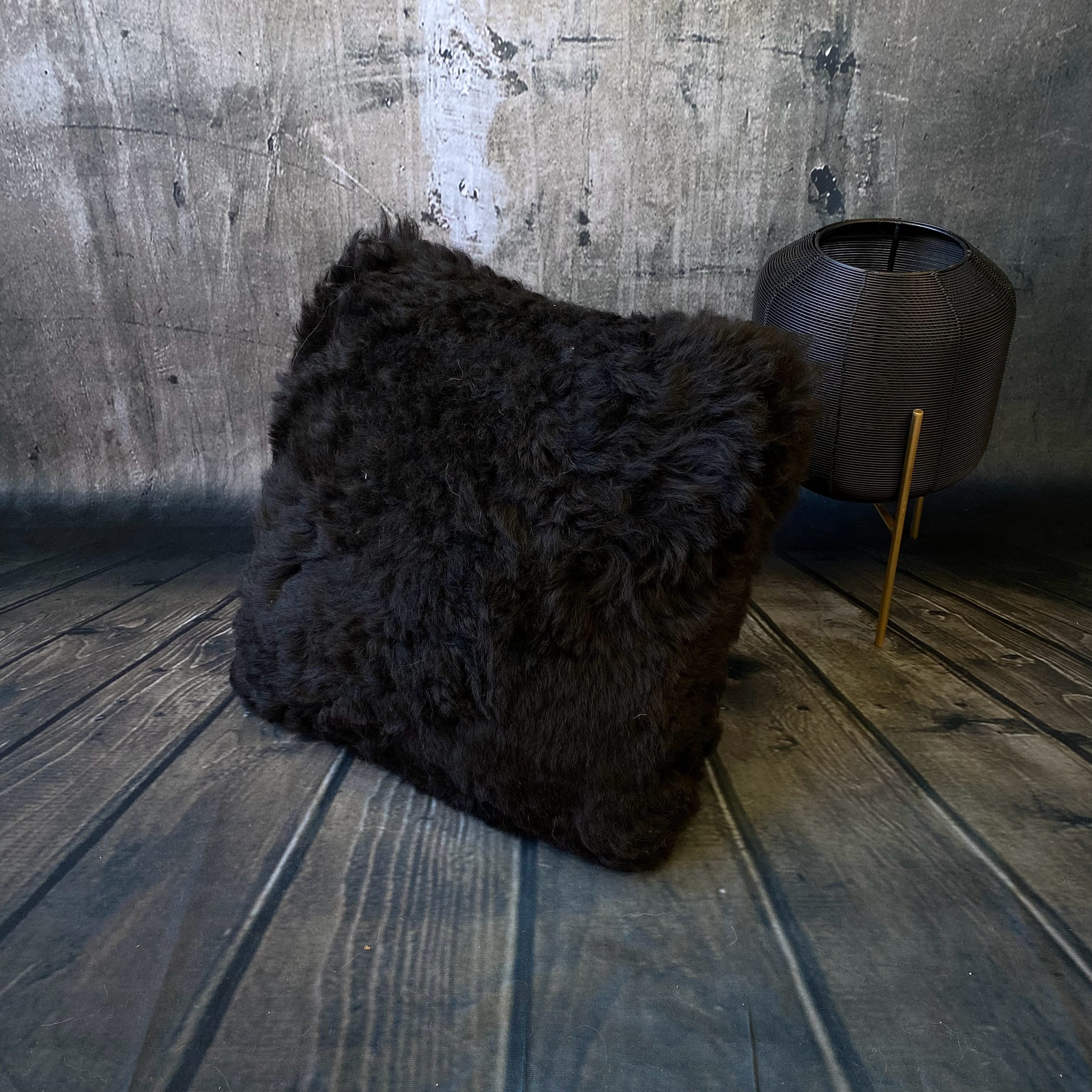 Luxury Icelandic Double Sided Shorn Sheepskin Cushion in Black