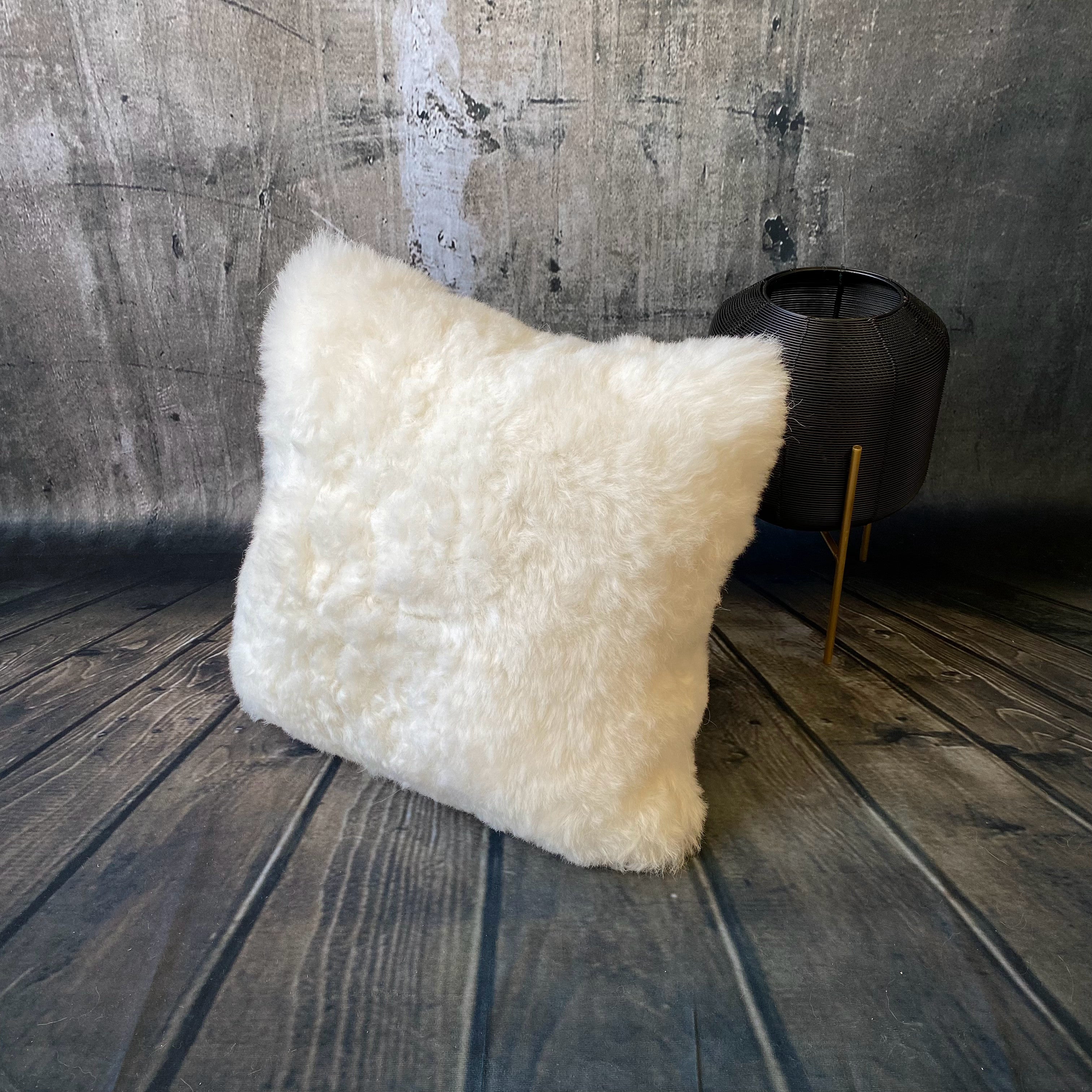 Luxury Icelandic Shorn Sheepskin Cushion with a Cotton Back in Natural (Off White)