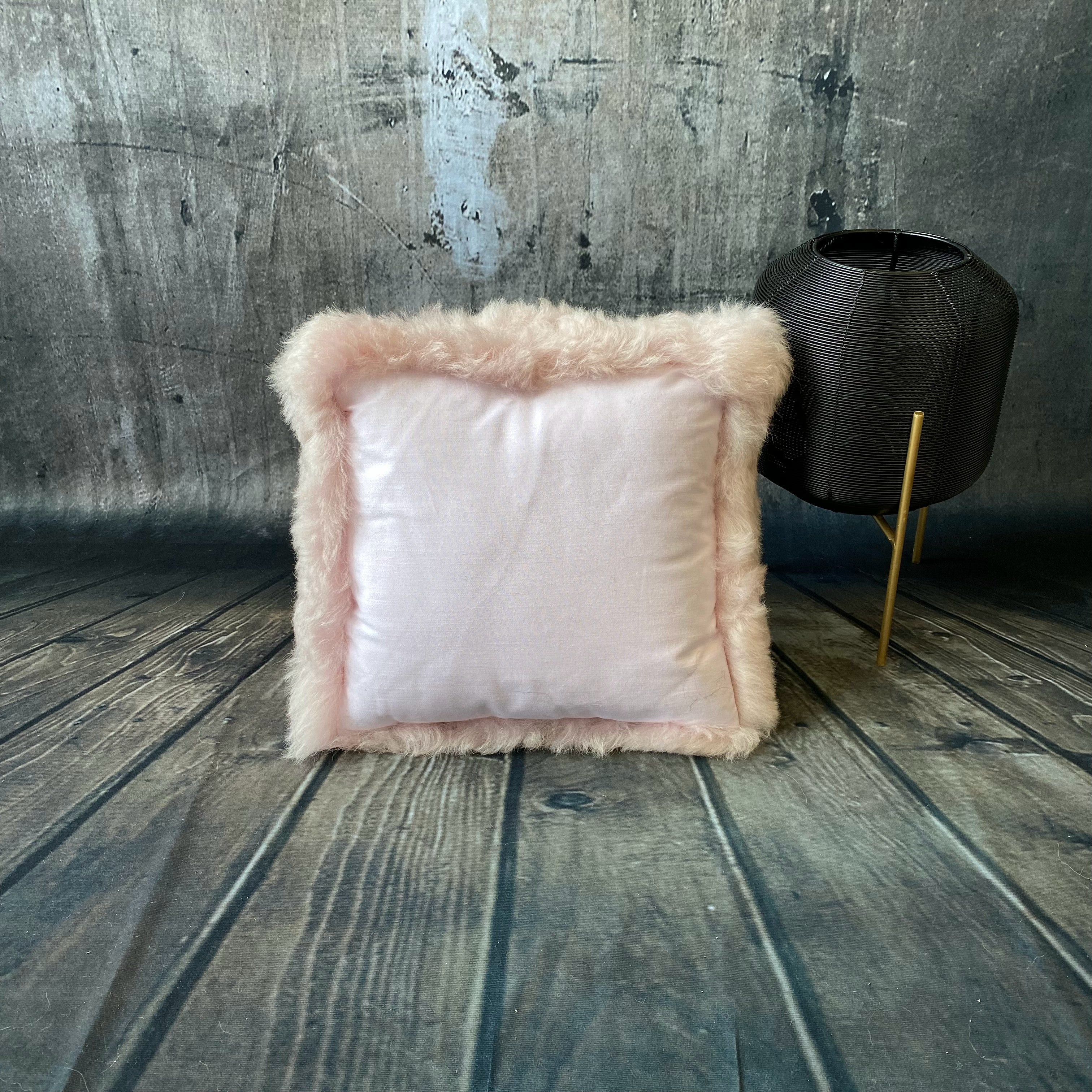 Luxury Icelandic Shorn Sheepskin Cushion with a Cotton Back in Pale Pink