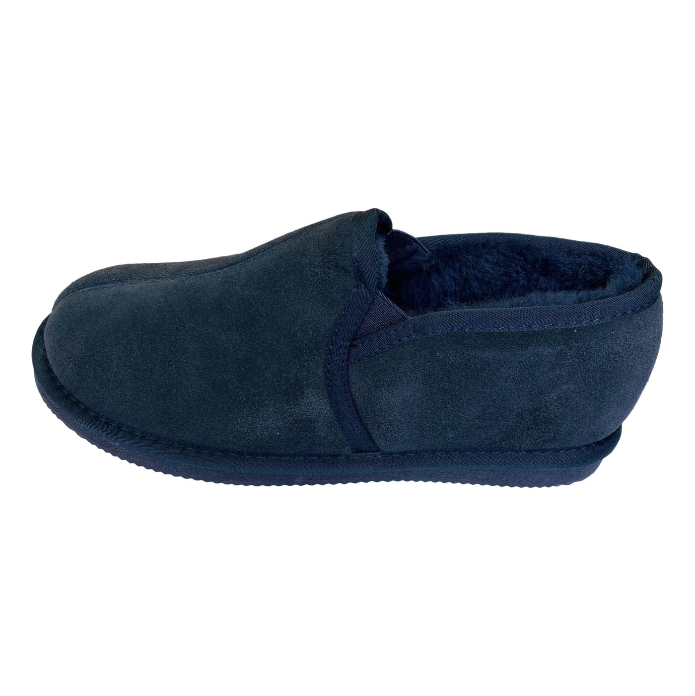 Deluxe Mens 'Sam' Sheepskin Slippers with Hard Sole - Navy