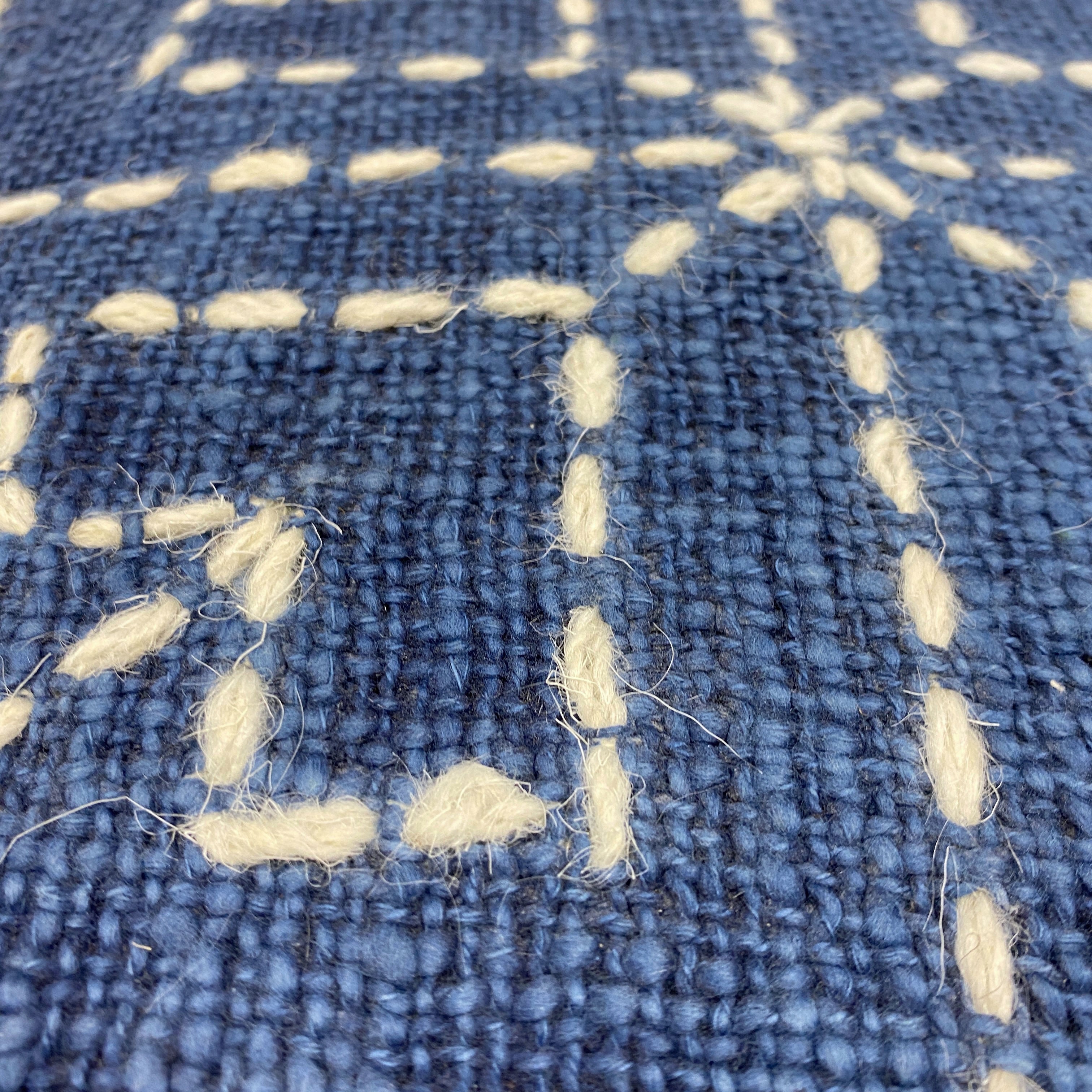 Ivory & Blue Patterned 'Wotton' Cushion