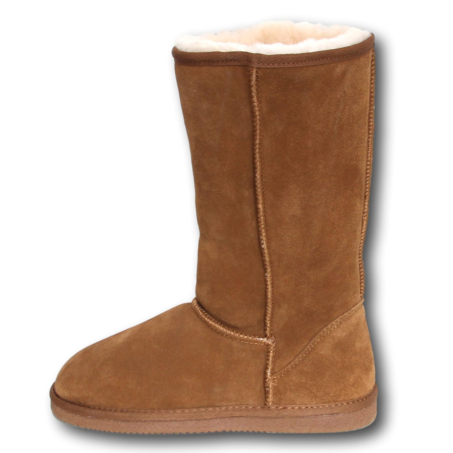 Deluxe Ladies 'Kate' Sheepskin Tall Boots - Chestnut