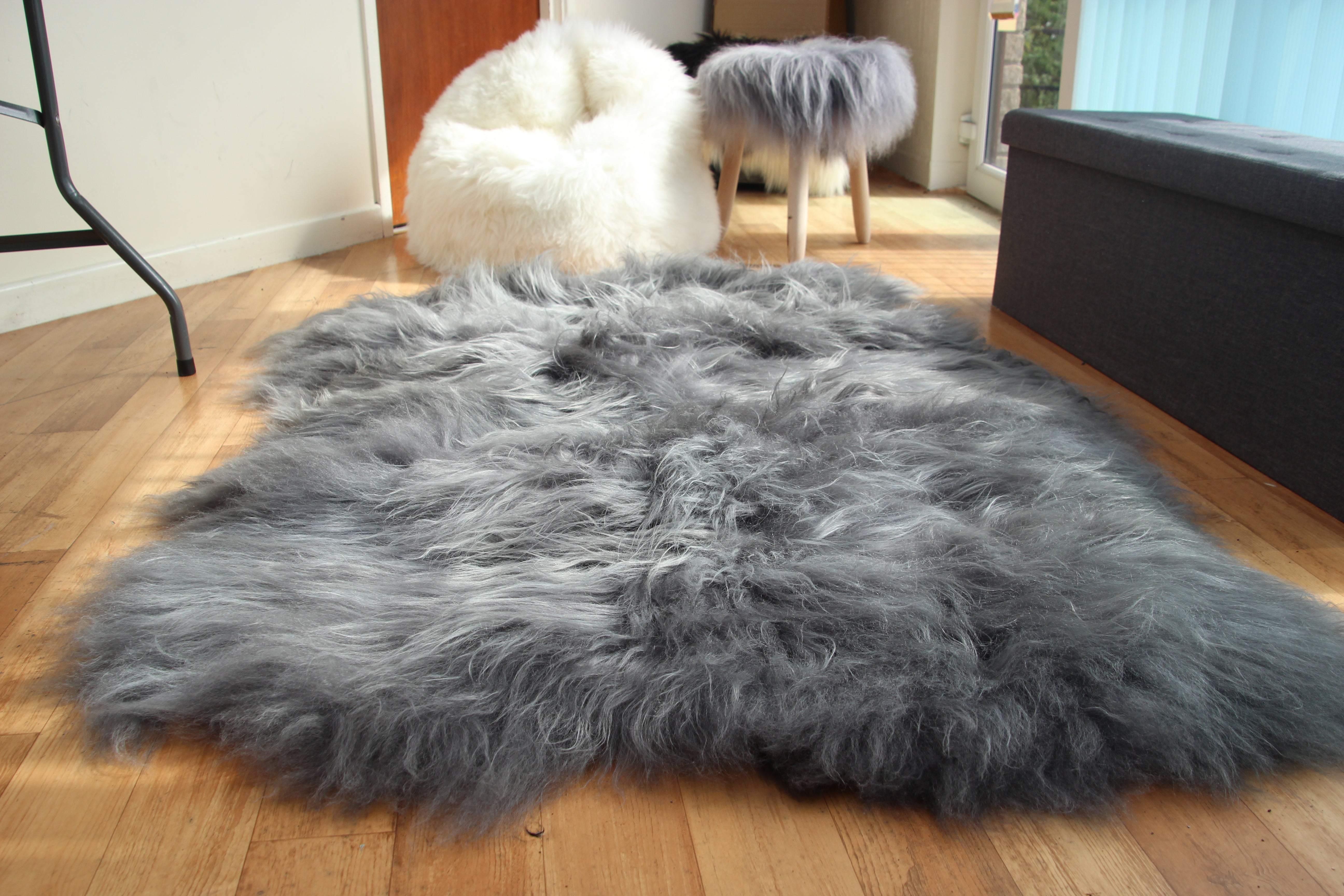 Icelandic Grey Sheepskin Rug with Natural Edges - Custom Made