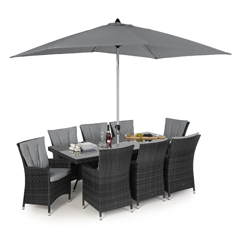 LA 8 Seat Rectangular Rattan Ice Bucket Dining Set